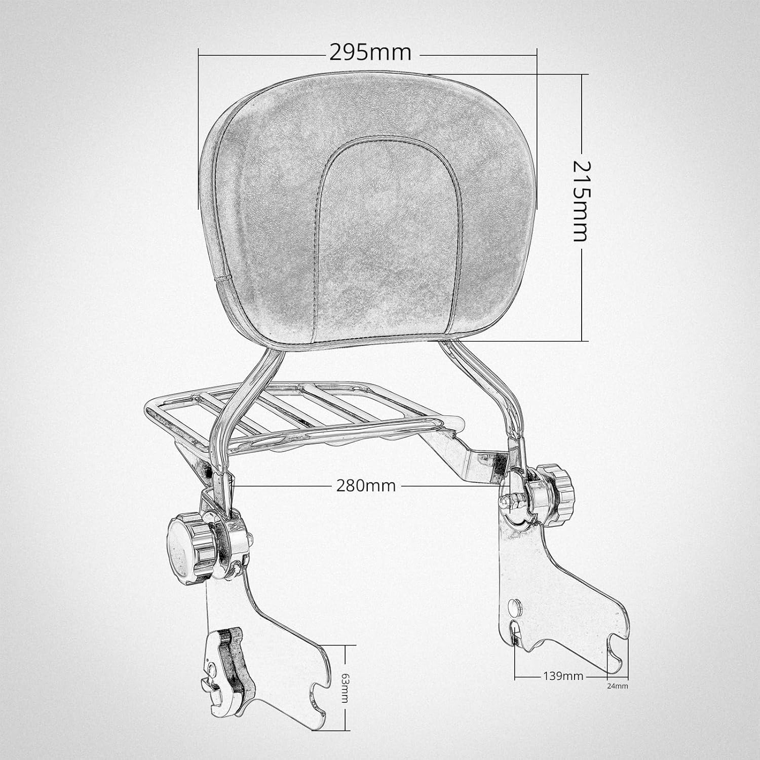 Respaldo de pasajero ajustable y desmontable con portaequipajes compatible con Harley Road King 1997-2008, Road Glide, Street Glide, Electra Glide,