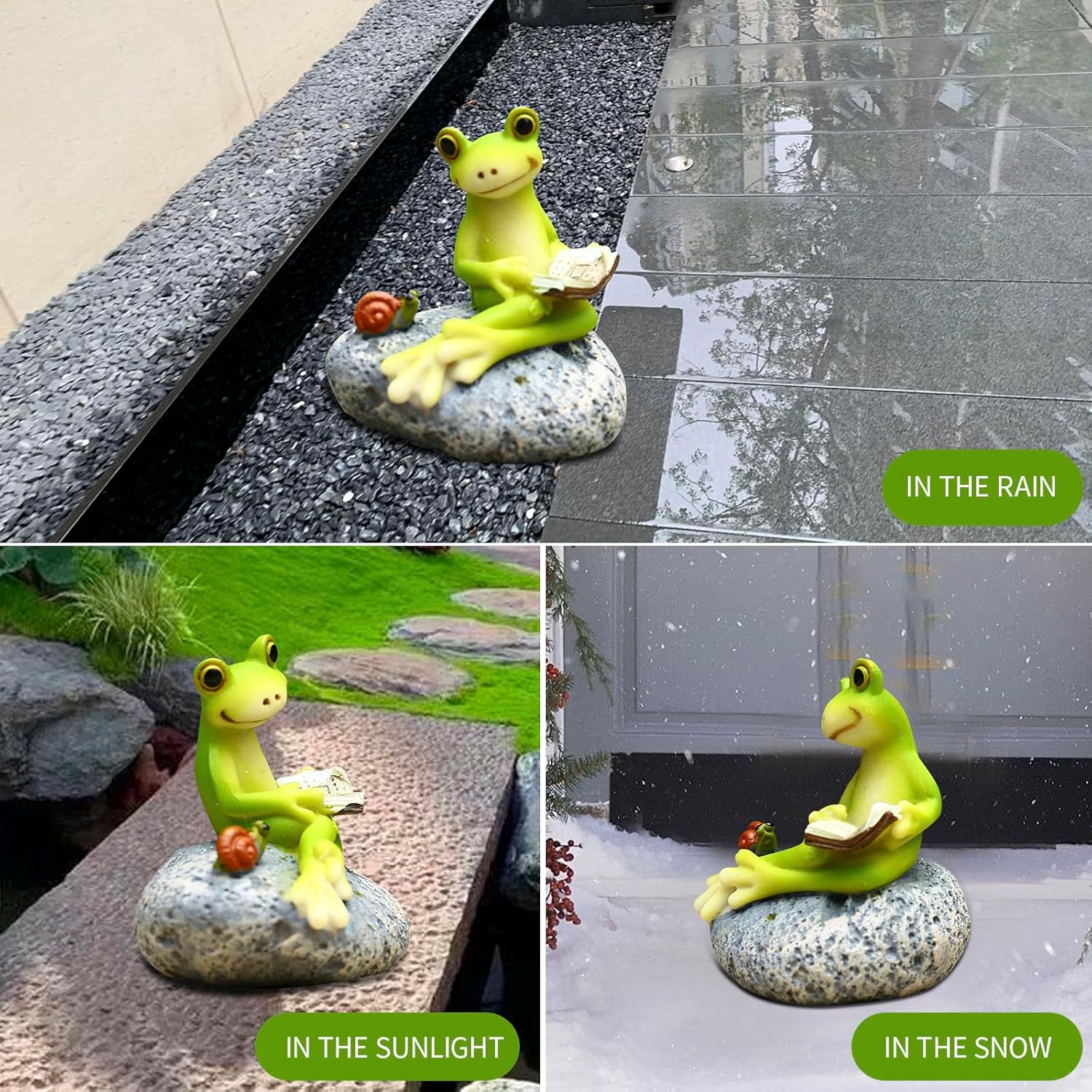 qumHmup Estatua de rana, escultura de animales de resina de mini rana para decoración interior y exterior, para jardín, patio, micro paisaje,