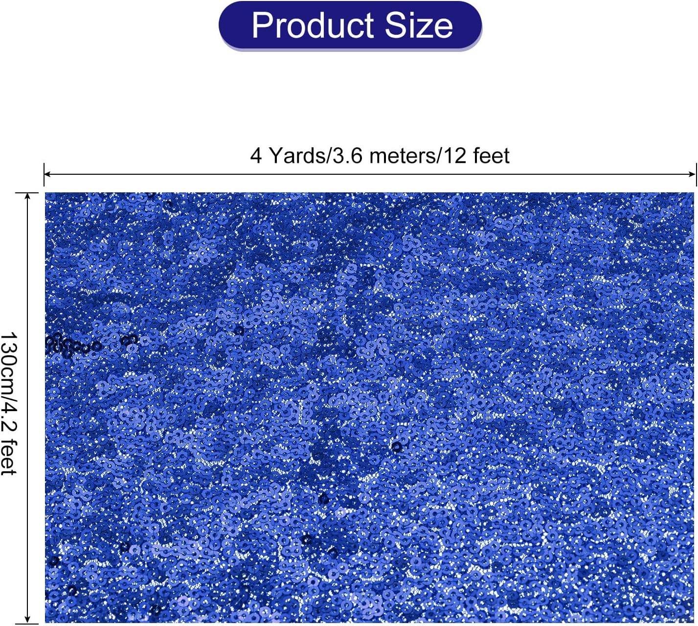 MECCANIXITY Tela de lentejuelas azul, 4 yardas de longitud 4.2 pies de ancho, tela de malla de lentejuelas brillantes para decoración de ropa de