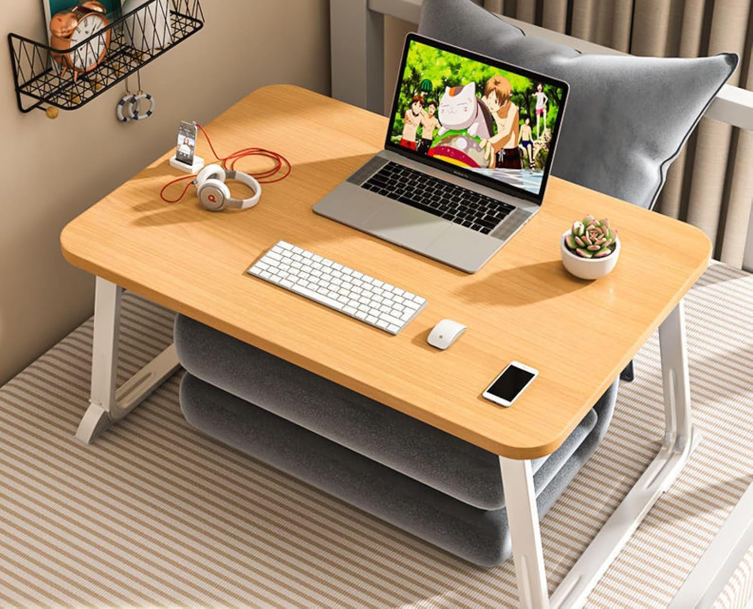HOPKO Mesa plegable con cama alta, el libro se puede utilizar en el estudio de escritura de dormitorio de computadora portátil