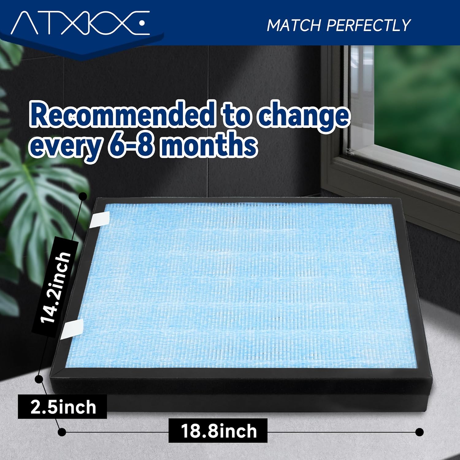 ATXKXE HSP002 Filtro de repuesto compatible con filtro purificador de aire HATHASPACE HSP002, paquete de 2