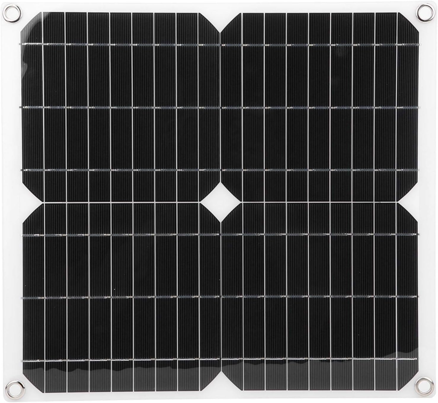 Hilitand Panel solar semiflexible Panel solar Tablero de carga Cargador de teléfono móvil para viajes al aire libre, camping, panel solar de 25 W 5