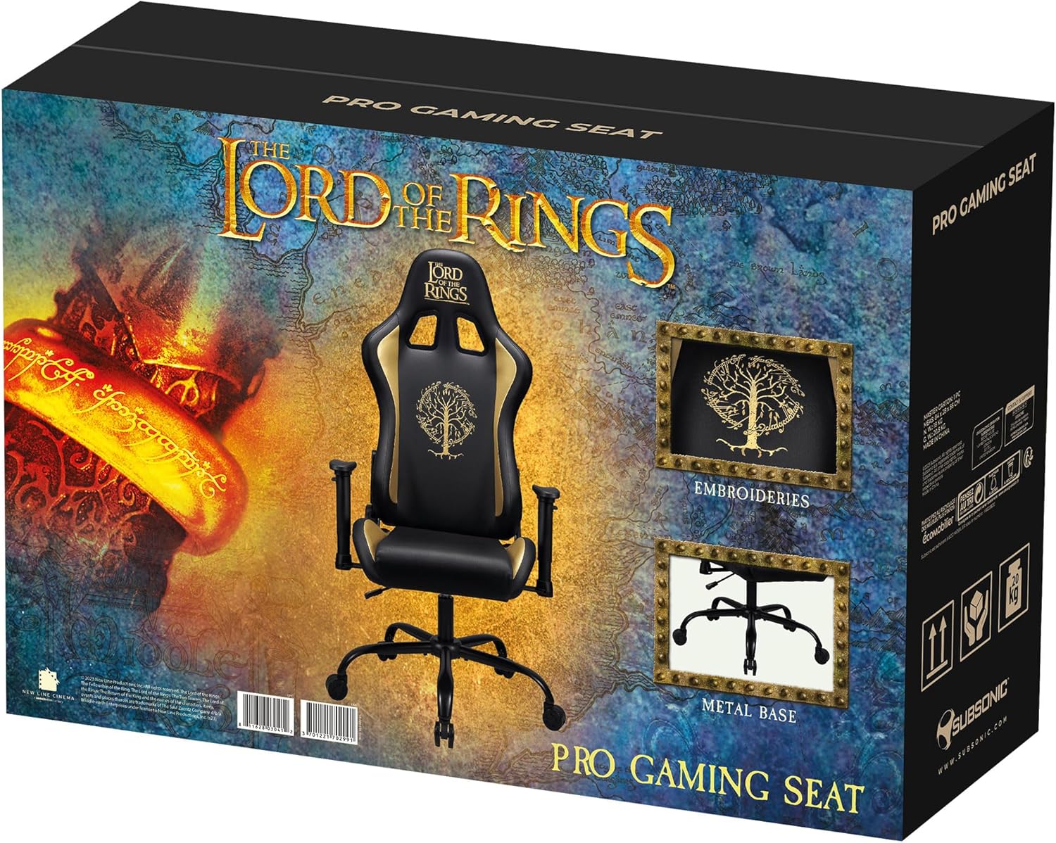 SUBSONIC Lord of The Ring – Silla ergonómica oficial para jugadores, respaldo y reposabrazos ajustables, silla de juegos para adolescentes y
