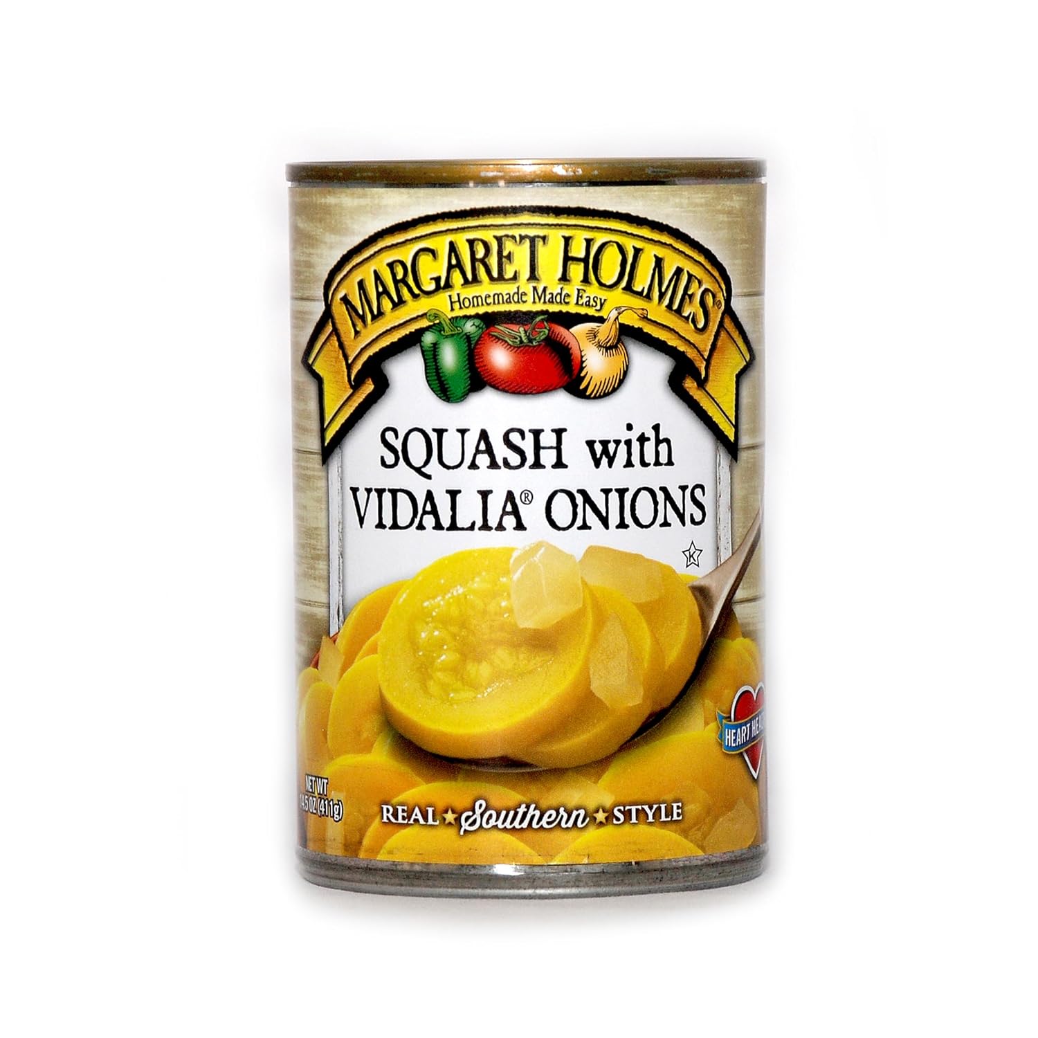 Margaret Holmes Calabaza con cebollas Vidalia, lata de 14.5 onzas, (paquete de 6) con una tarjeta de recetas JFS