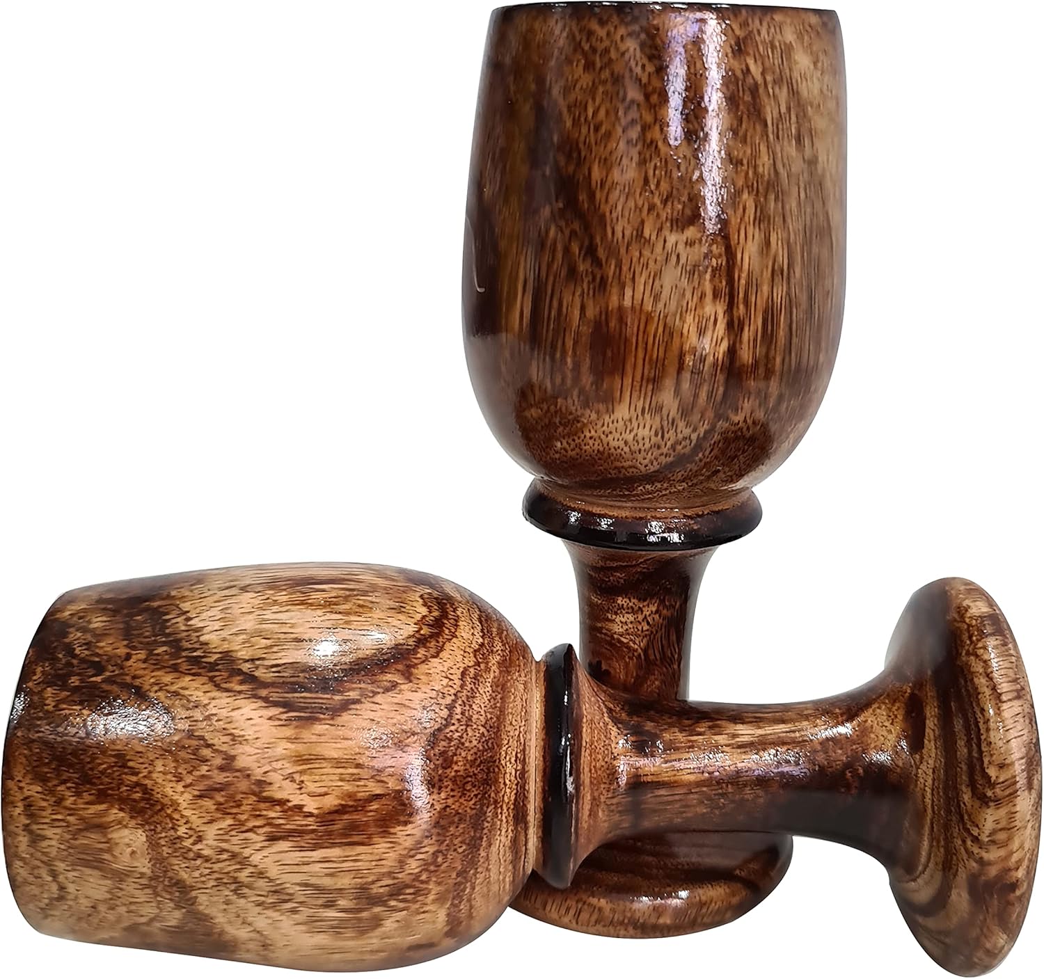 collectiblesBuy Juego de 2 copas de vino de madera rústica vintage, cáliz de madera, ecológica, para bar