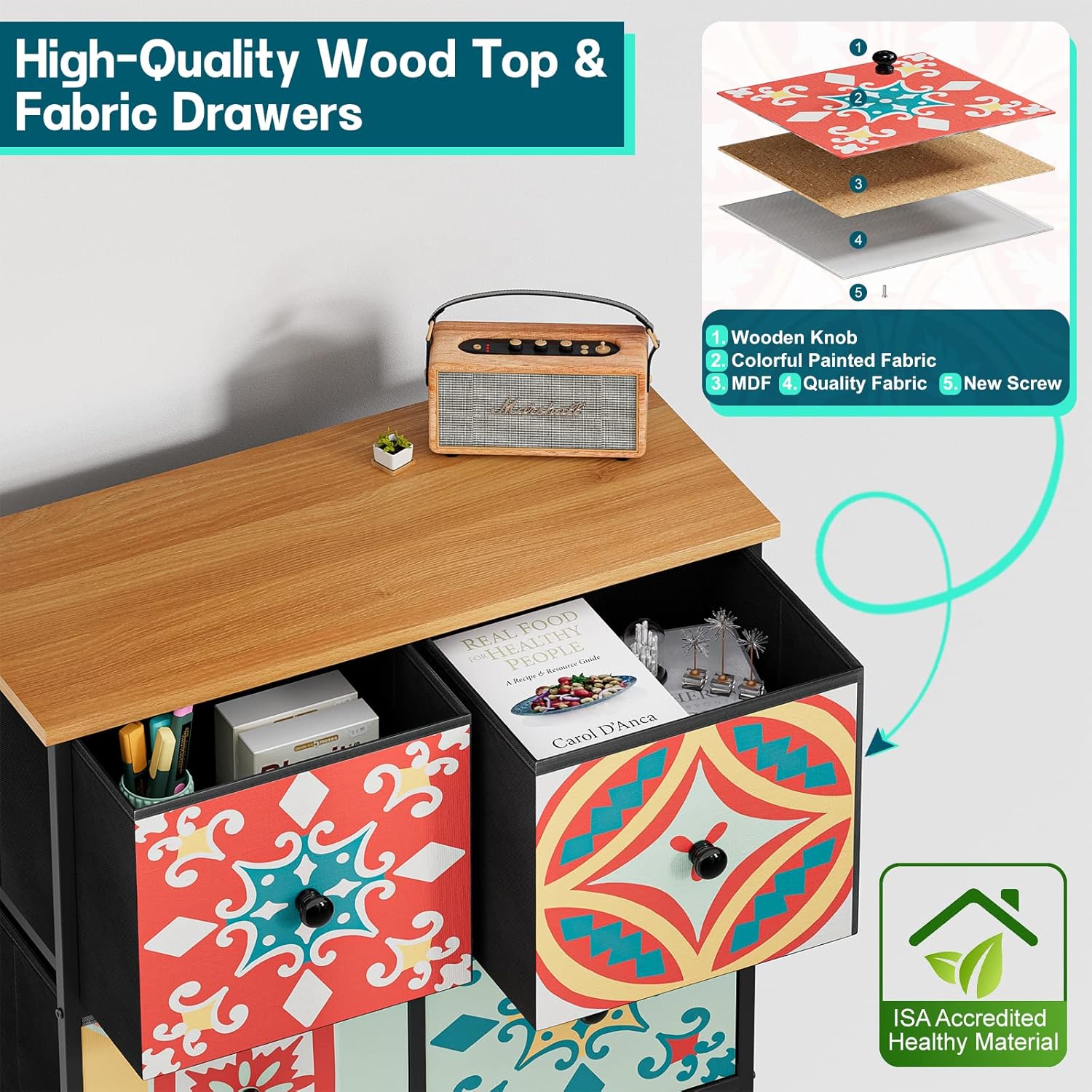 YILQQPER Cómoda para dormitorio, 6 cajones, cómoda y cómoda, organizador alto de cómoda, torre de almacenamiento de tela para armario y guardería,