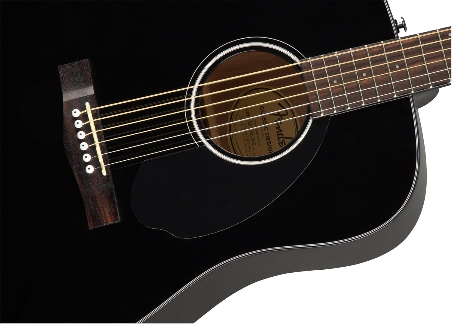 Fender CD-60S – Guitarra acústica Dreadnought con tapa sólida, paquete negro con estuche rígido, afinador, correa, cuerdas, púas y DVD instructivo