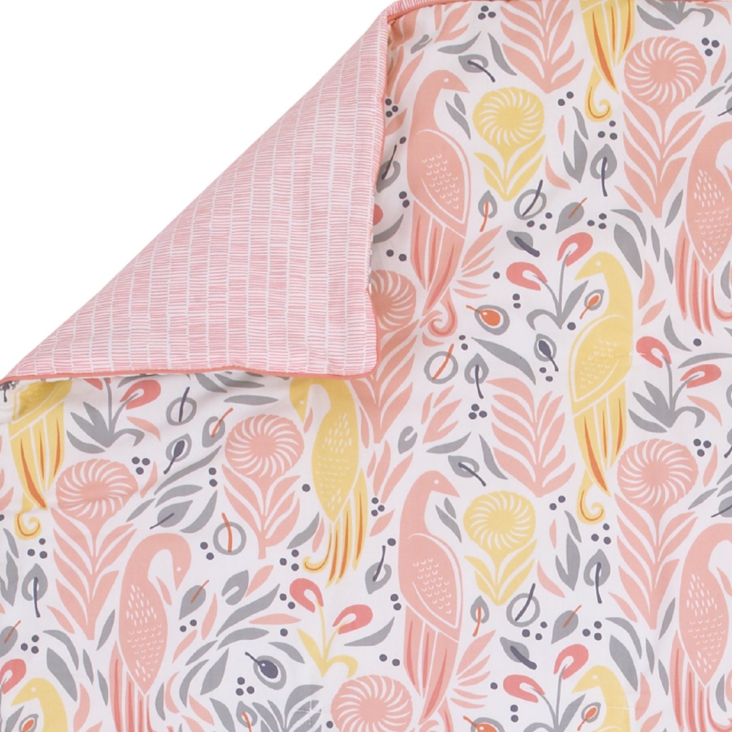 Dwell Studio Boheme pavo realedredón estampado floral, melocotónorogris