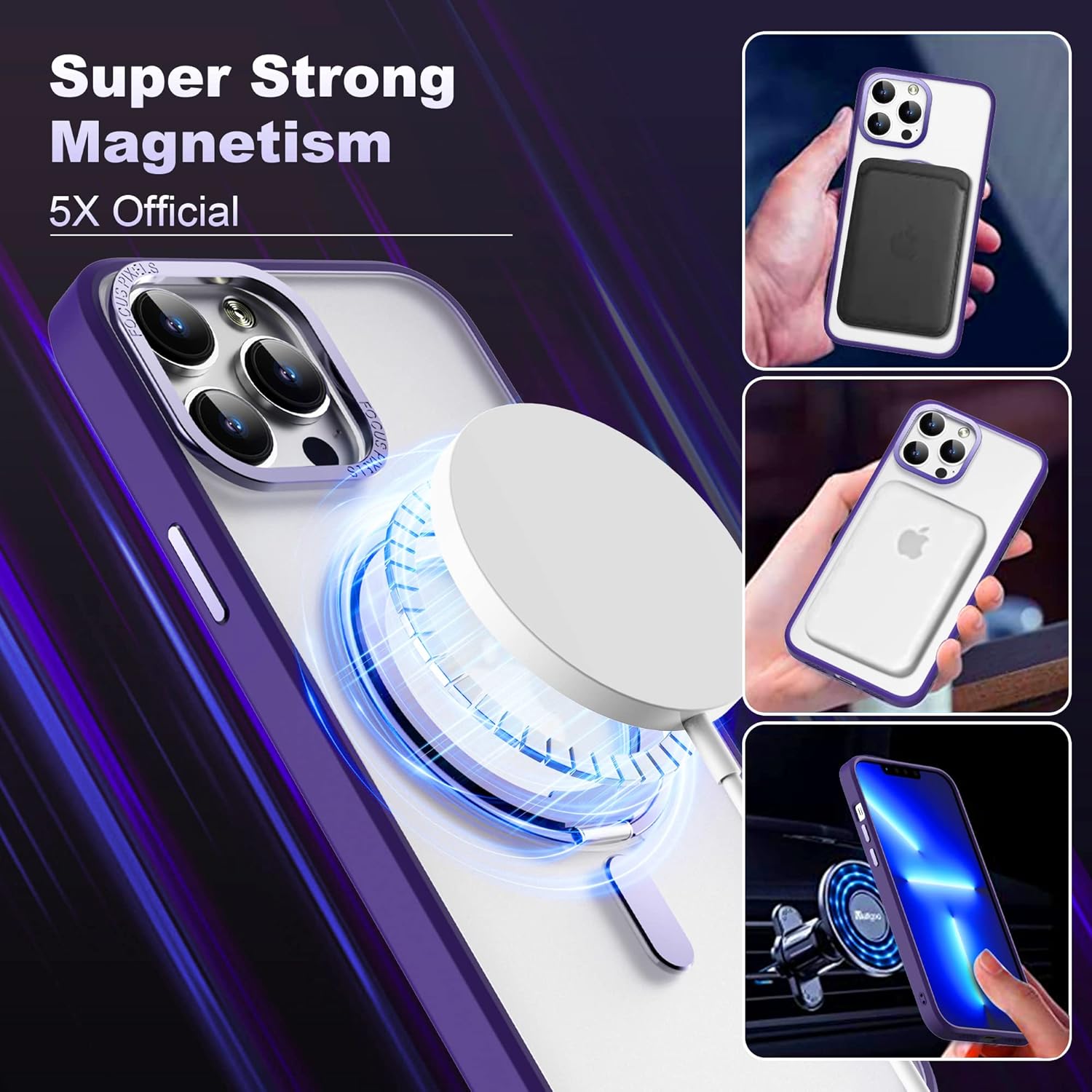 Funda para iPhone 13 Pro de grado militar con soporte de anillo magnético giratorio de 360, carcasa trasera translúcida para iPhone 13 Pro de 6.1