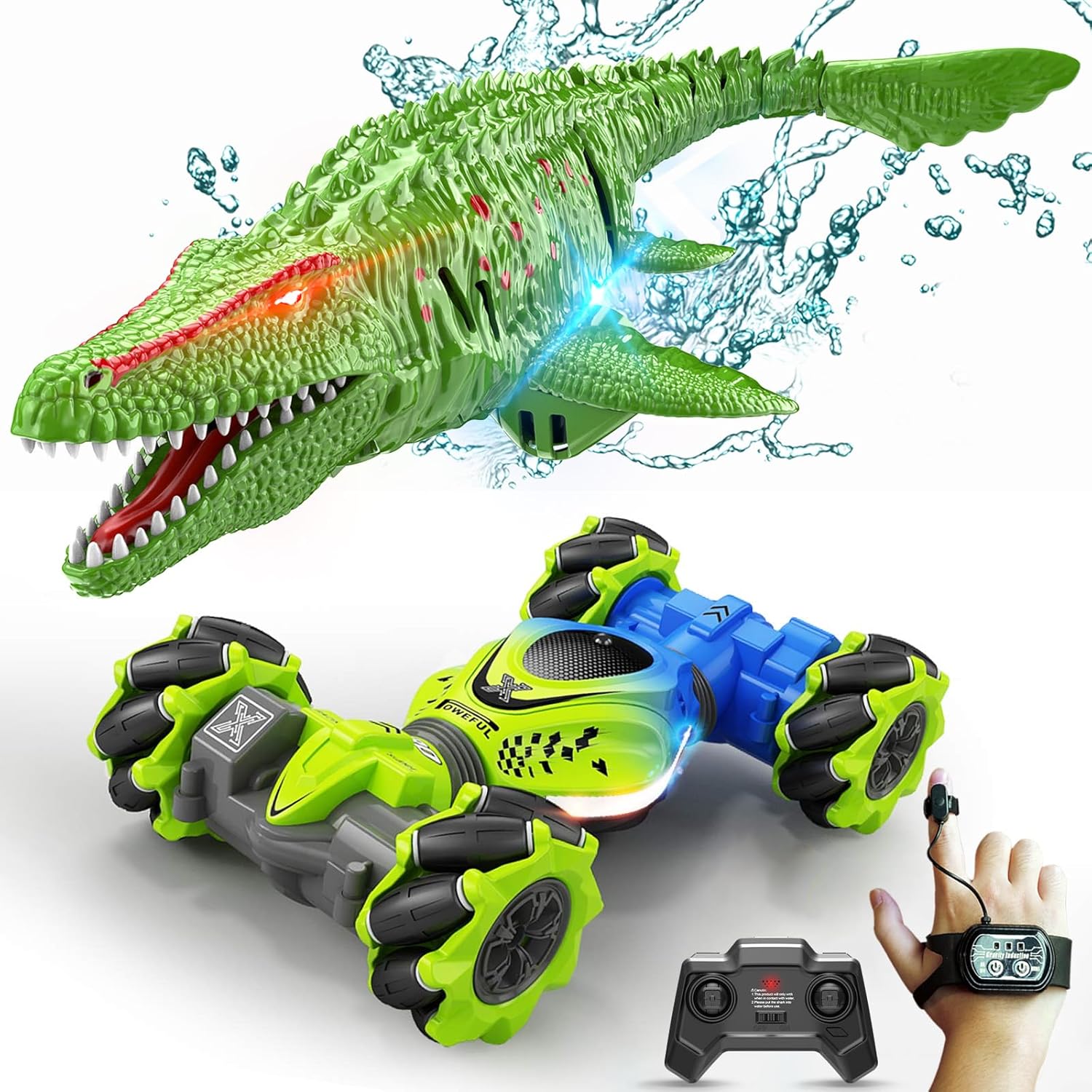 Coches de control remoto 4WD Gesture y dinosaurio de control remoto 2WD, 2.4 G, control remoto, giro todoterreno, barcos a control remoto, juguetes