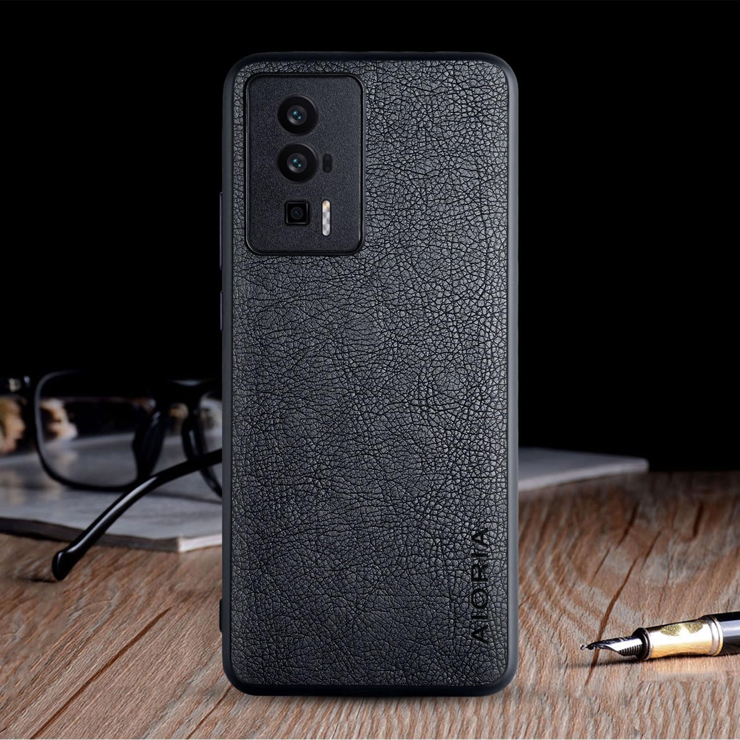AIORIA Funda para Xiaomi Poco F5 Pro, 6.67 “Pantalla Premium PU Cuero Teléfono Cubierta Retro Business Design Funda protectora completa para Xiaomi