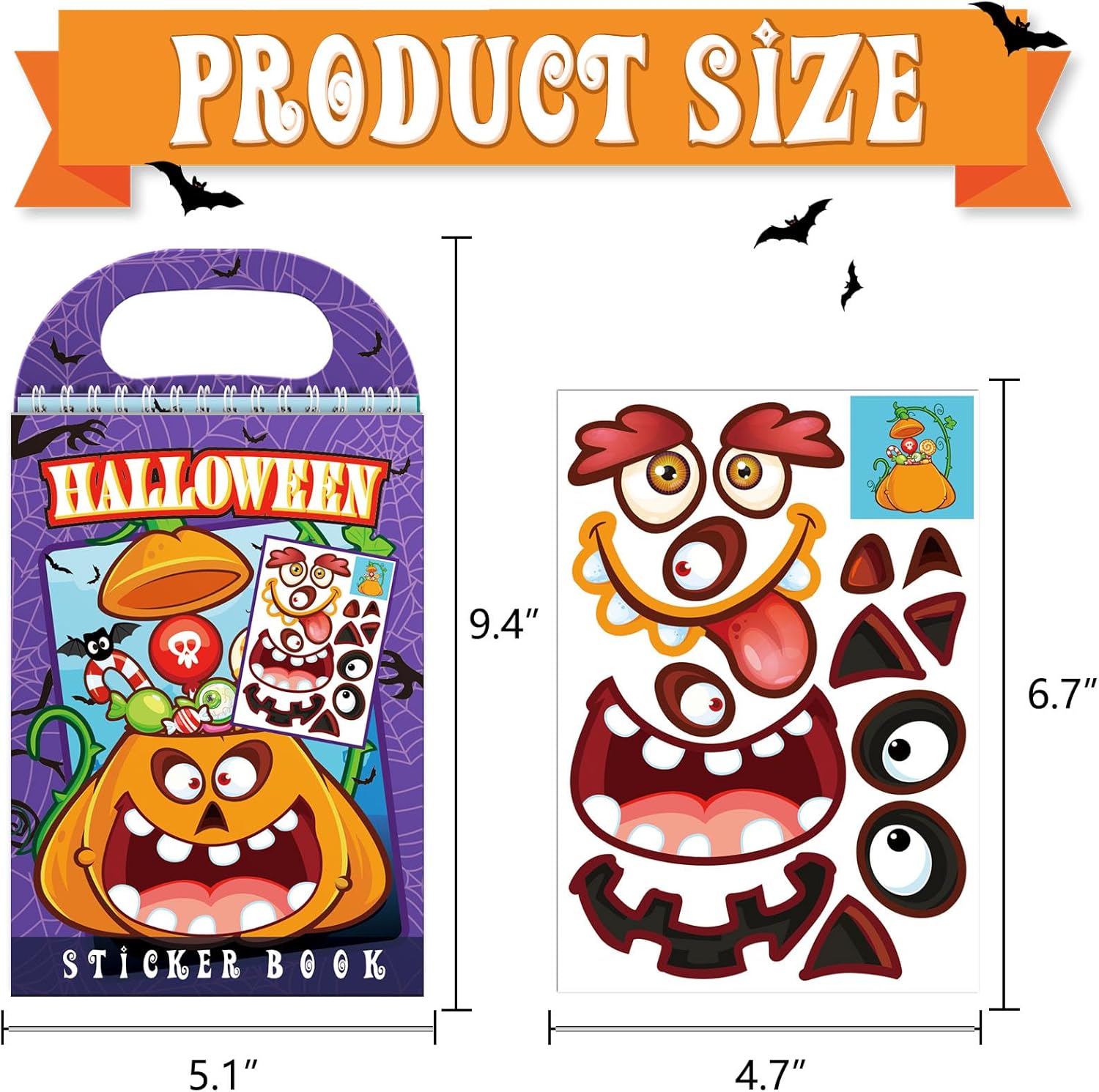 Paquete de 3 libros de calcomanías de Halloween, juguetes de Halloween para niños de 4 a 8 años (30 escenas)