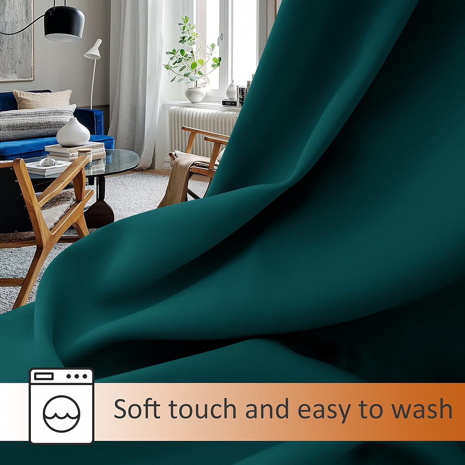 Bonzer – Cortinas opacas con ojales para dormitorio y sala de estar, con aislamiento térmico, reducción de ruido y bloqueo de luz, cortinas