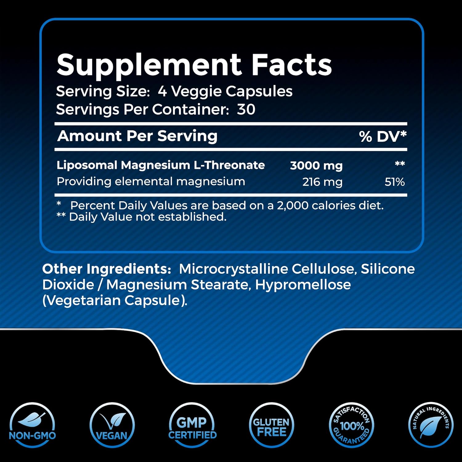 Cápsulas de suplemento de L-treonato de magnesio, 120 unidades, 3000 mg, suplemento de magnesio de alta absorción liposomal, treonato de magnesio