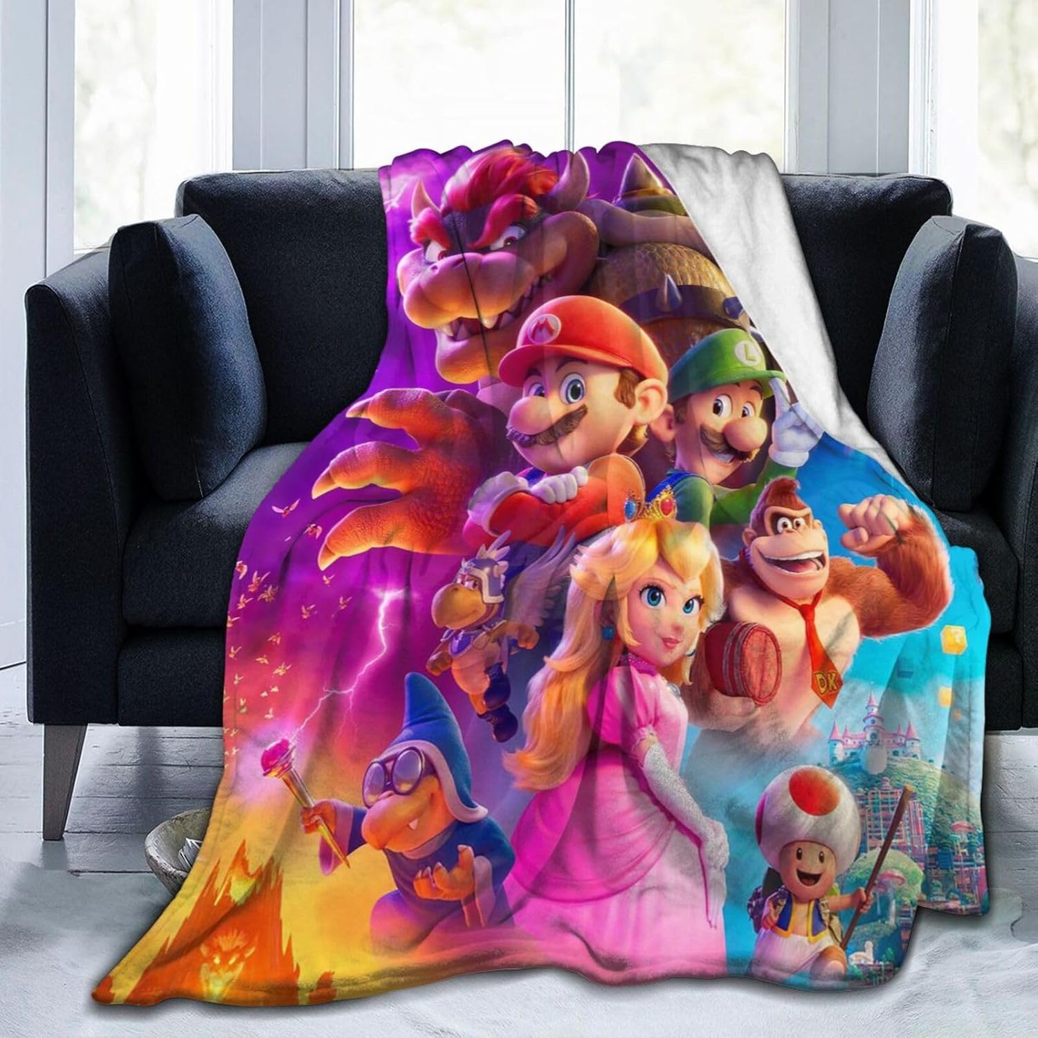 Manta súper linda de Bros para niños, bonita manta de decoración de dibujos animados, regalos para niñas y niños, súper cálida, suave y ligera,