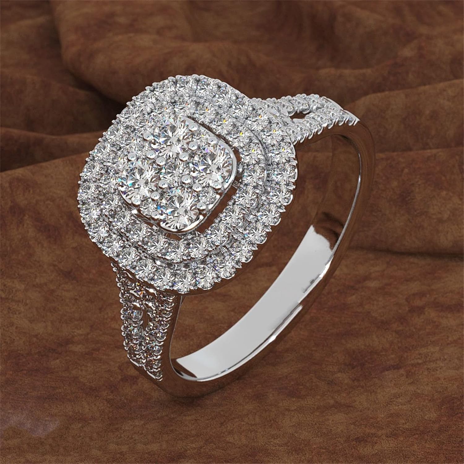 Juego completo de 3 piezas de joyas de diamantes para mujer, collares de circón de lujo, aretes, anillos, joyería de moda, regalos para damas,