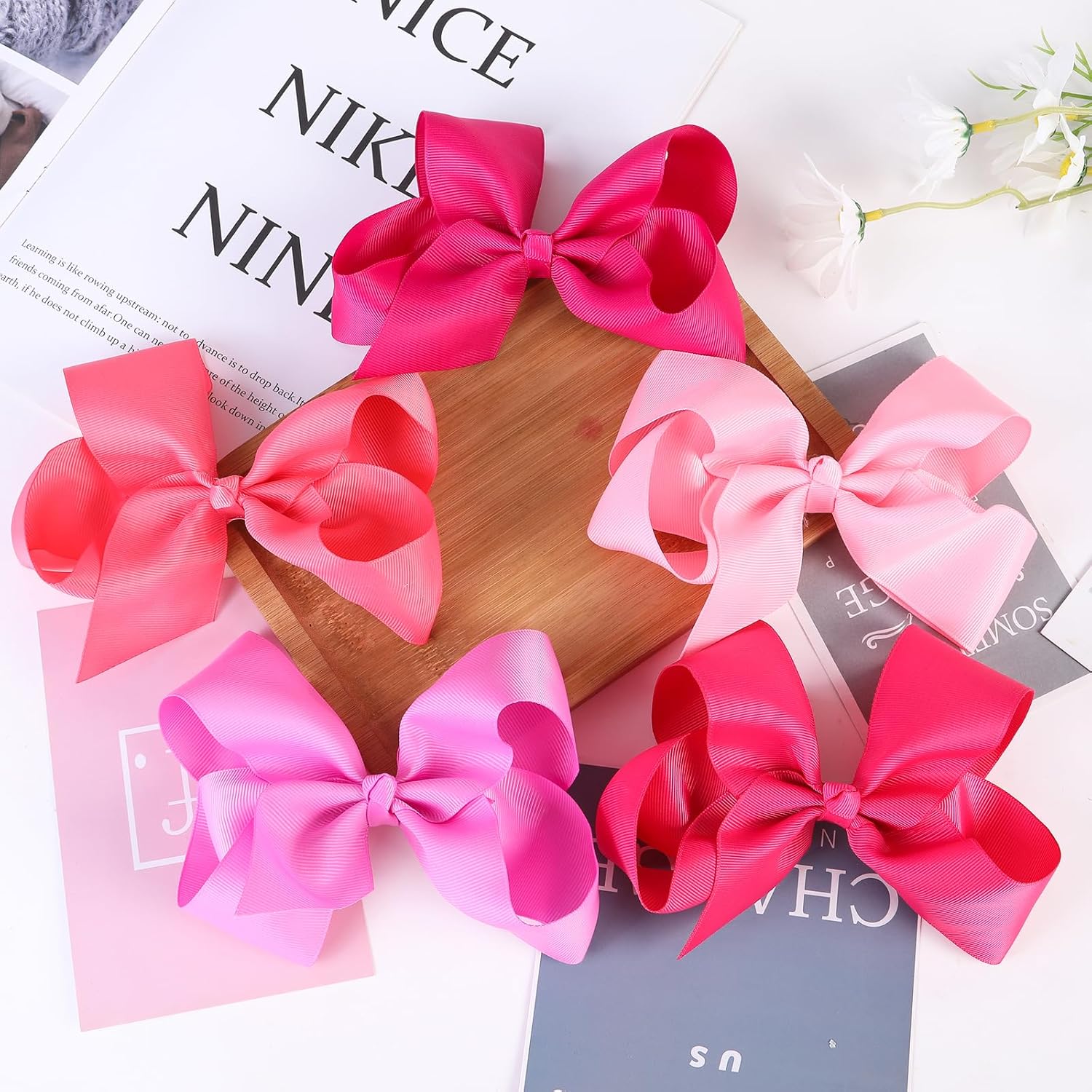 Lazos para el pelo para niñas, 10 clips de lazos para niñas pequeñas, pinzas de cocodrilo para cinta de grogrén negro, accesorios para el cabello