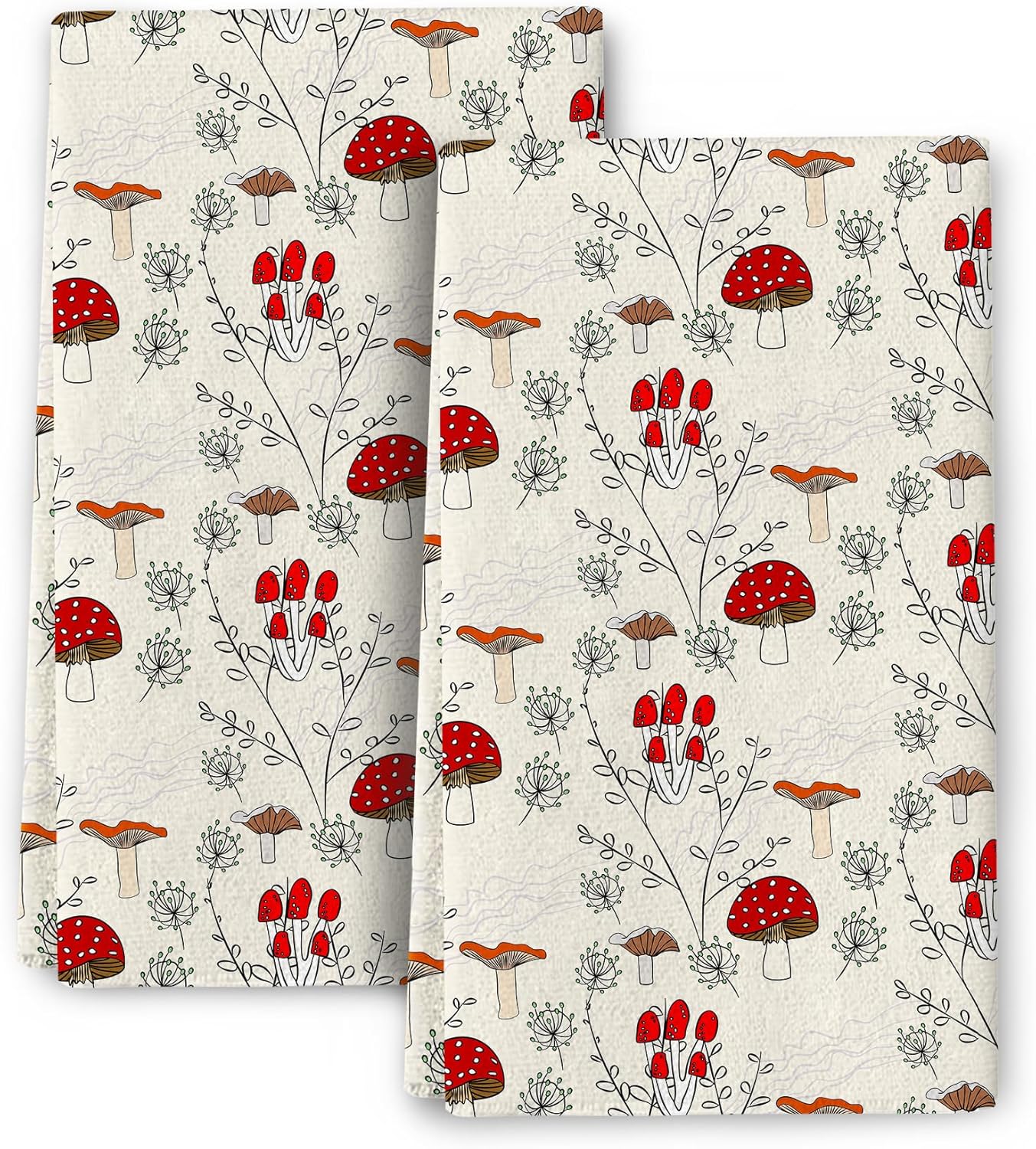Juego de 2 toallas decorativas de cocina con forma de hongo, decoración de cocina de hongos, toallas de mano suaves y absorbentes, para secar la