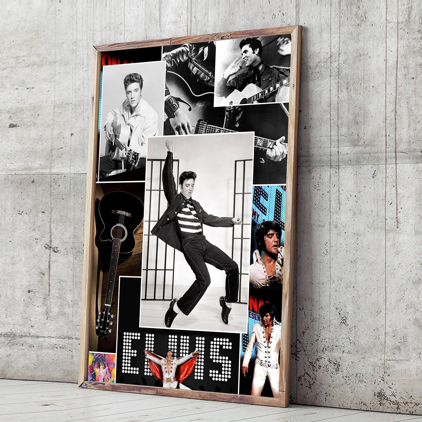 Póster de collage de tributos, póster impreso de 11 x 17 pulgadas, sin marco, brillante, Elvis para pared, decoración de la cárcel