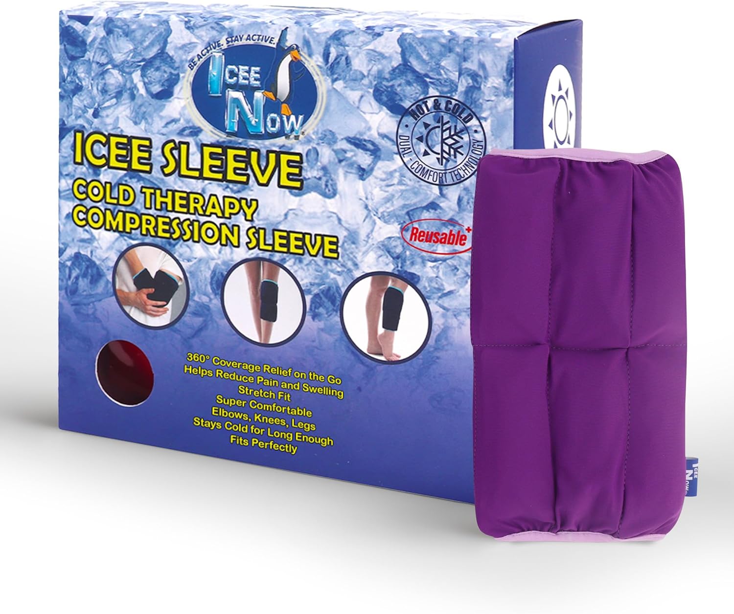 IceeNOW – Manga de hielo, paquete de frío y calor, para rodilla, cuádruple y bíceps, terapias de frío y calor, mangas ICEE para recuperación después