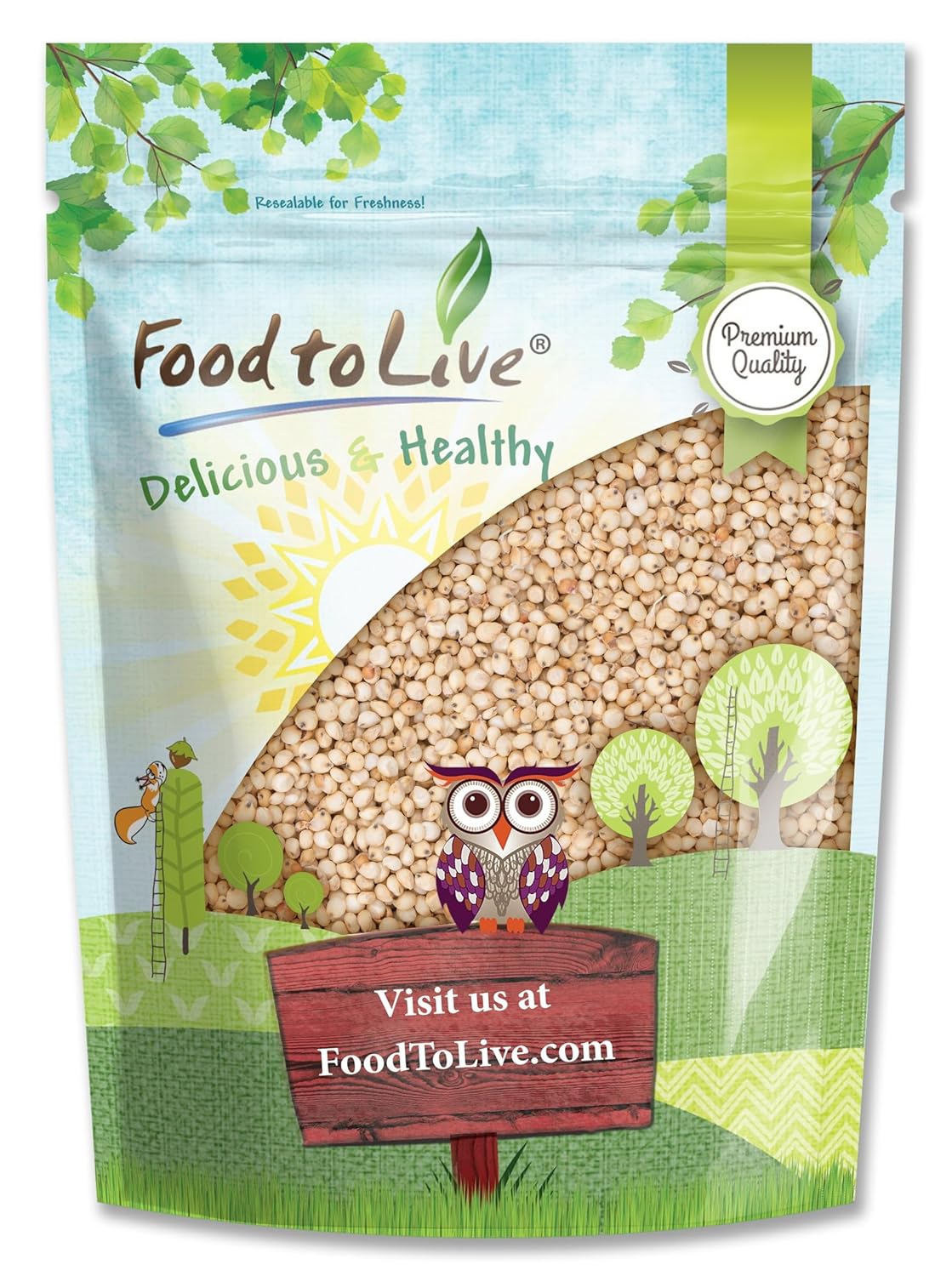 Food to Live Sorgo de grano entero, 6 libras, granos blancos de primera calidad. Semillas milo crudas. Vegano, escoba de maíz a granel. Durra es