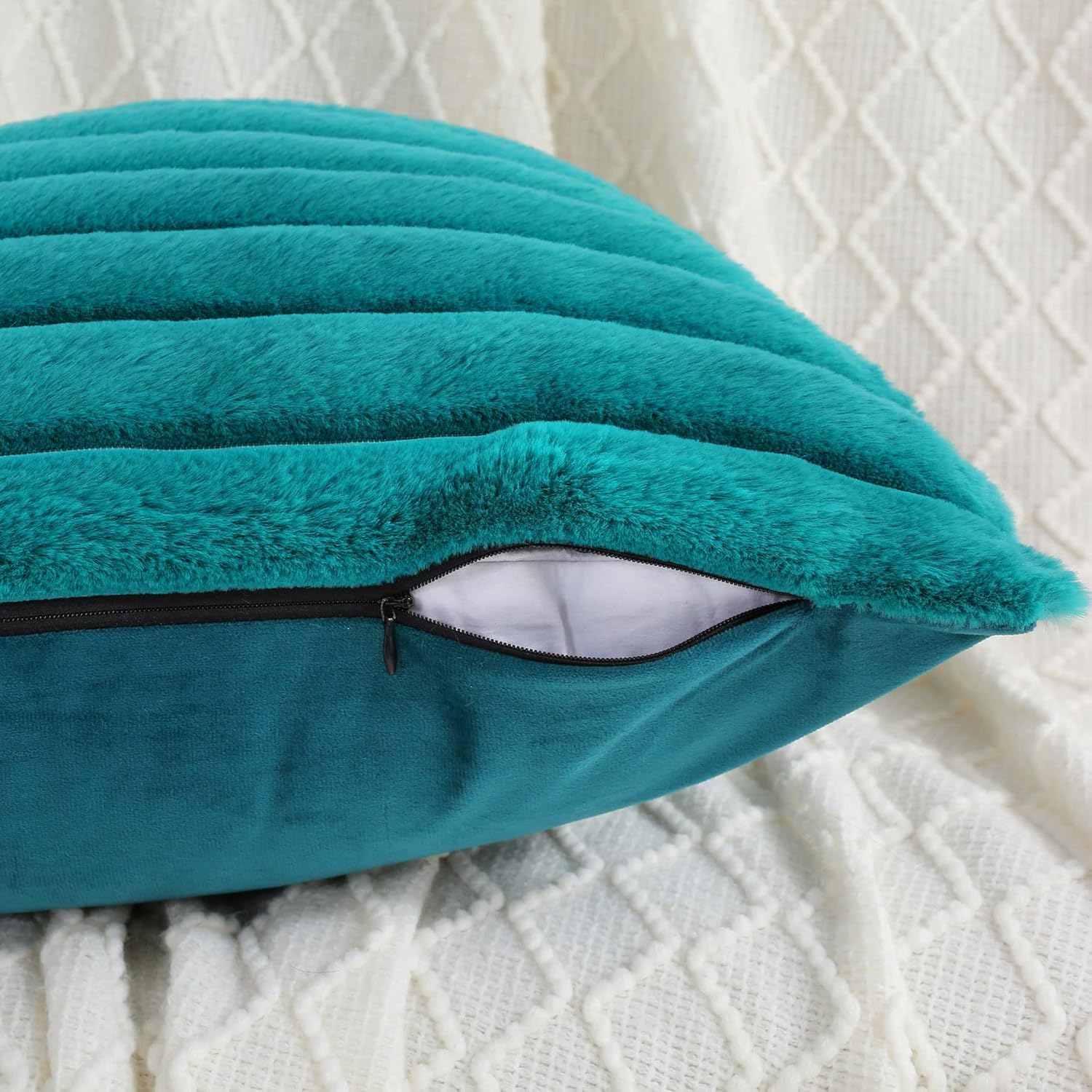 FUTEI Juego de 2 fundas de almohada decorativas a rayas verde azulado de 16 x 16 pulgadas, fundas cuadradas para almohada decorativas de otoño,