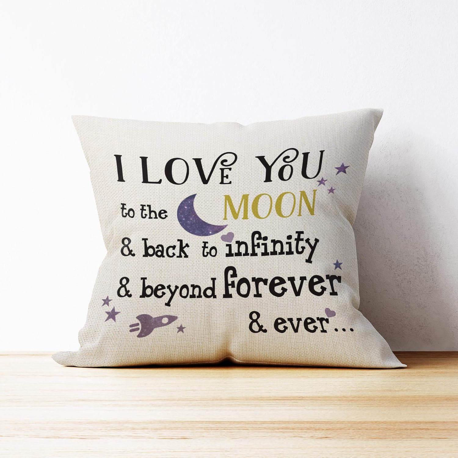 Funda de almohada con texto en inglés “I Love You to The Moon and Back”, funda de cojín decorativa de galaxia, regalo de boda para el día de San
