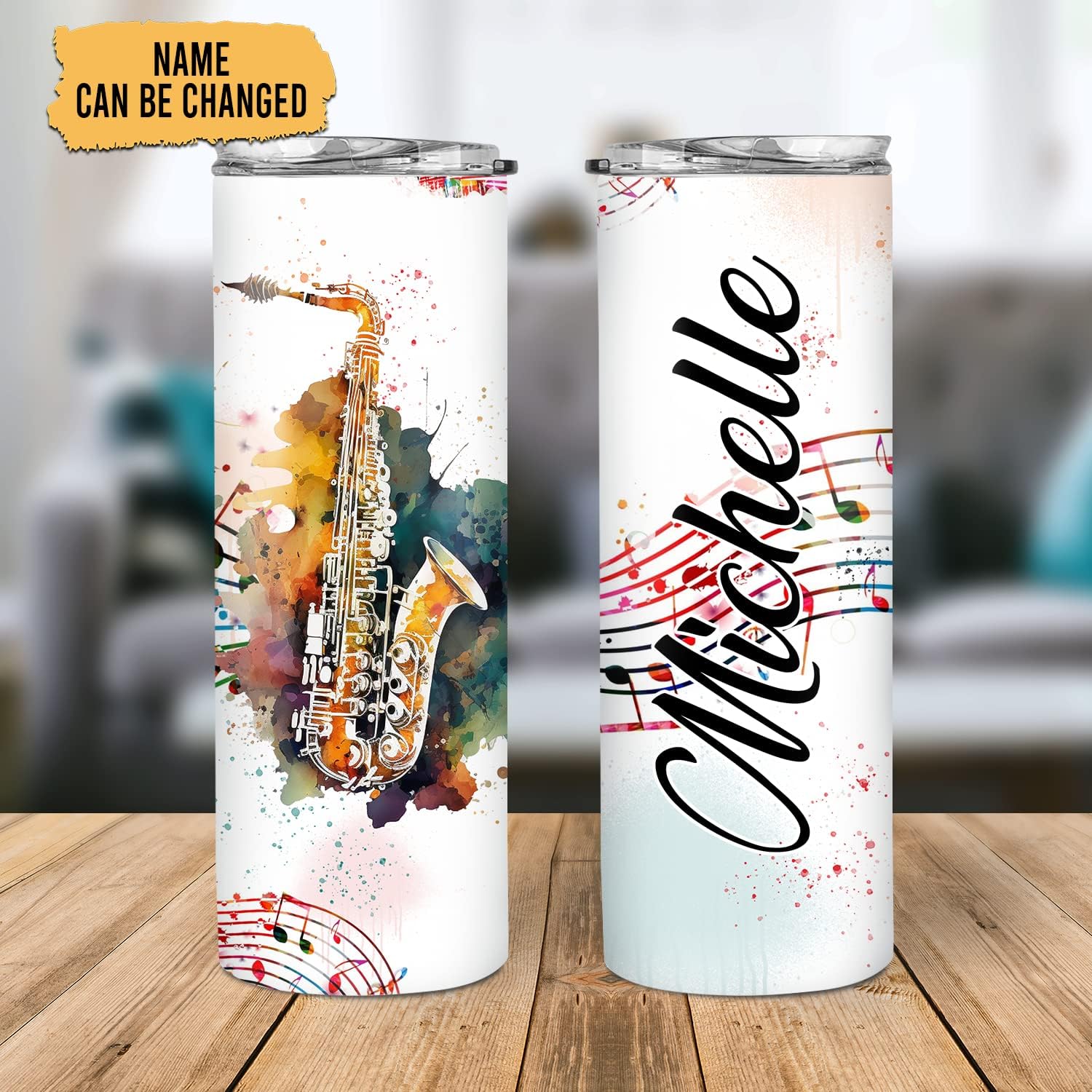 Hyturtle Vaso delgado de saxofón personalizado para hombres y mujeres, regalos de cumpleaños para amantes del saxofón, regalos de saxofonistas,