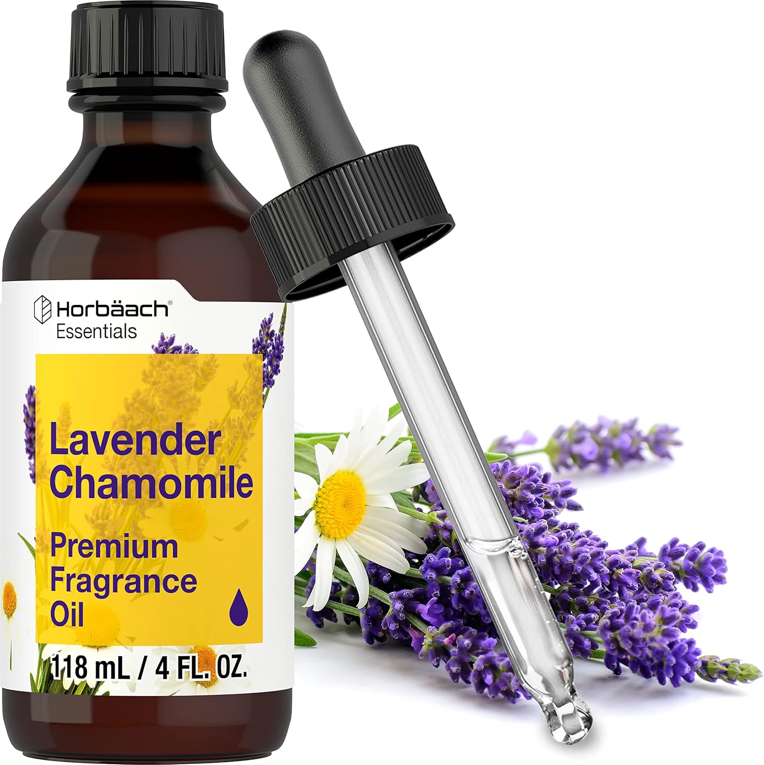 Horbäach Aceite aromático de manzanilla de lavanda  4 onzas líquidas (4.0 fl oz)  Grado premium  para difusores, fabricación de velas y jabón,