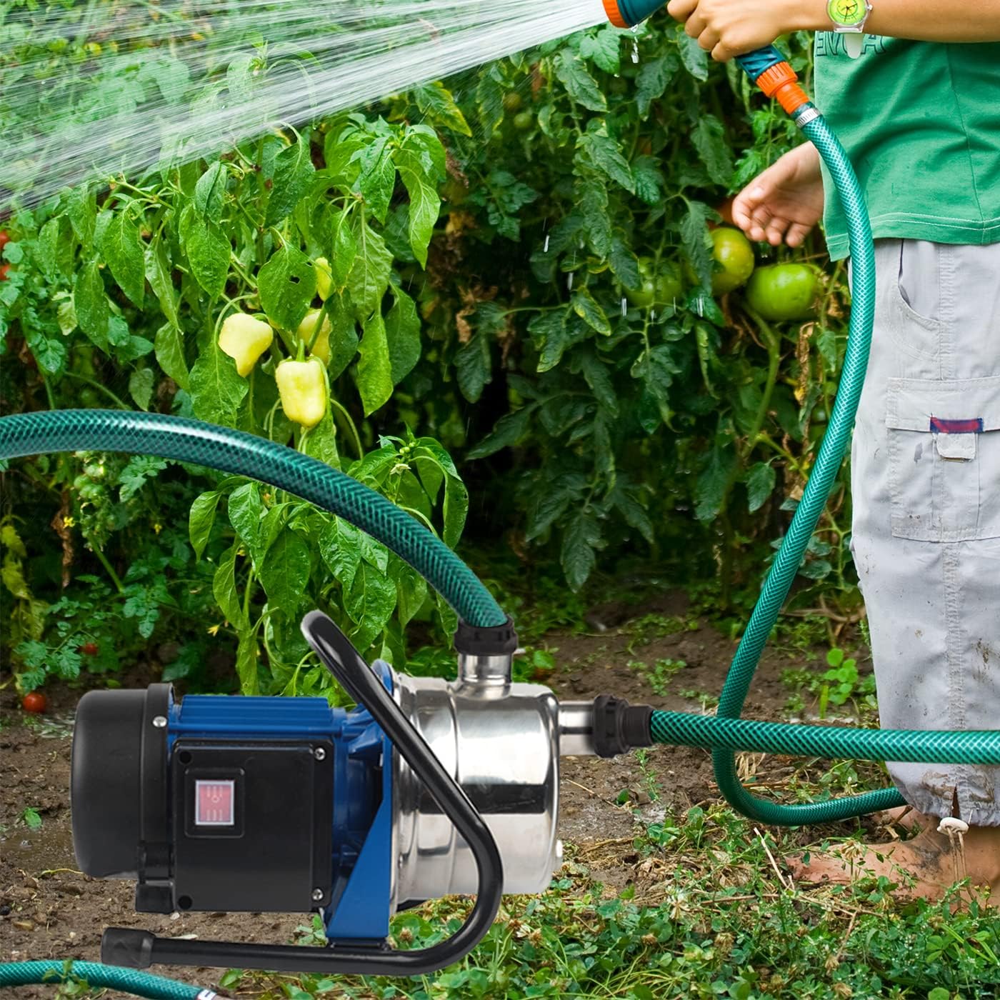 Bomba electrónica portátil de acero inoxidable para pozos poco profundos, bomba de refuerzo para césped, bomba de agua para el hogar y el jardín