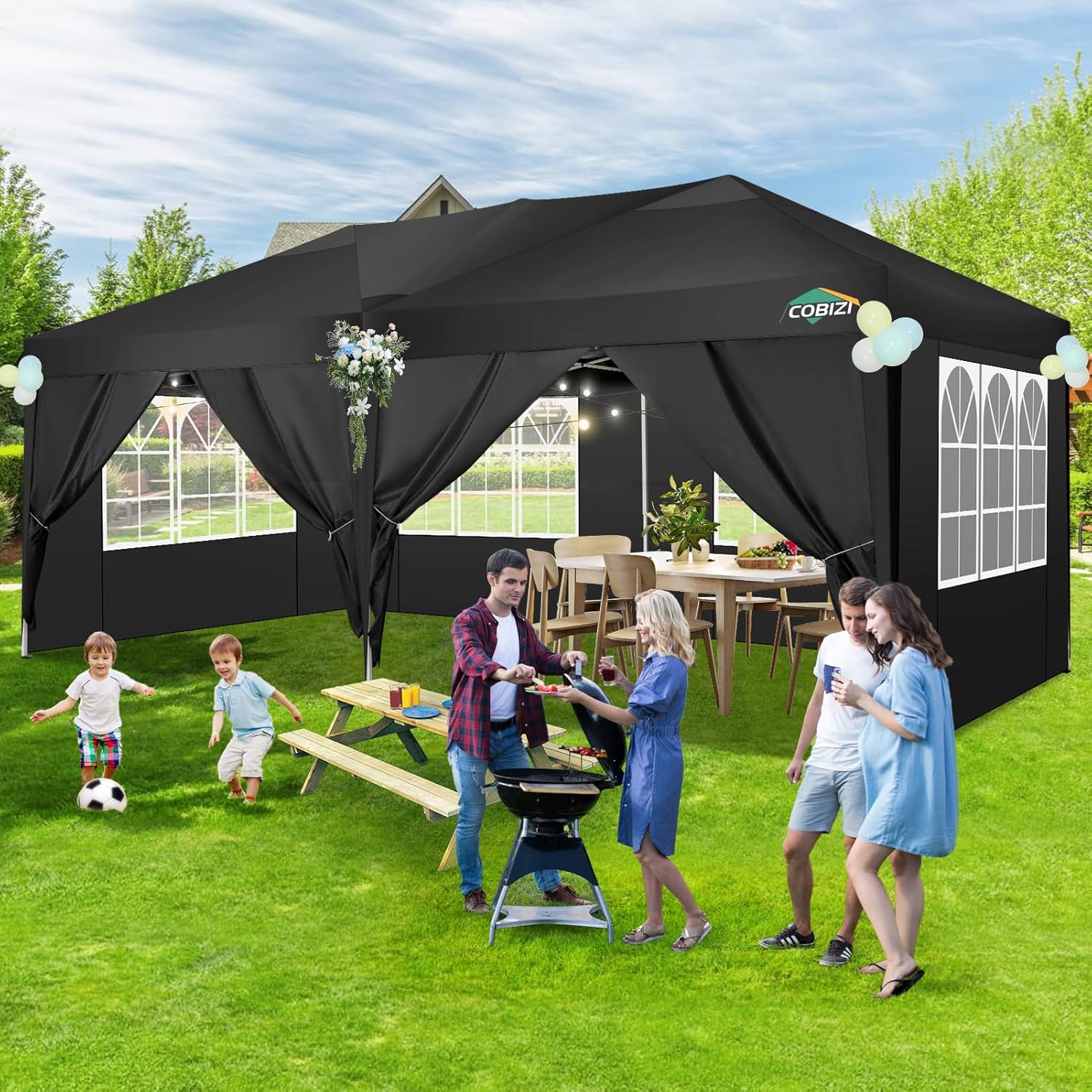 COBIZI Tienda de campaña desplegable de 10 x 20 pulgadas, impermeable, refugio instantáneo comercial, para exteriores, carpa para fiestas, con bolsa