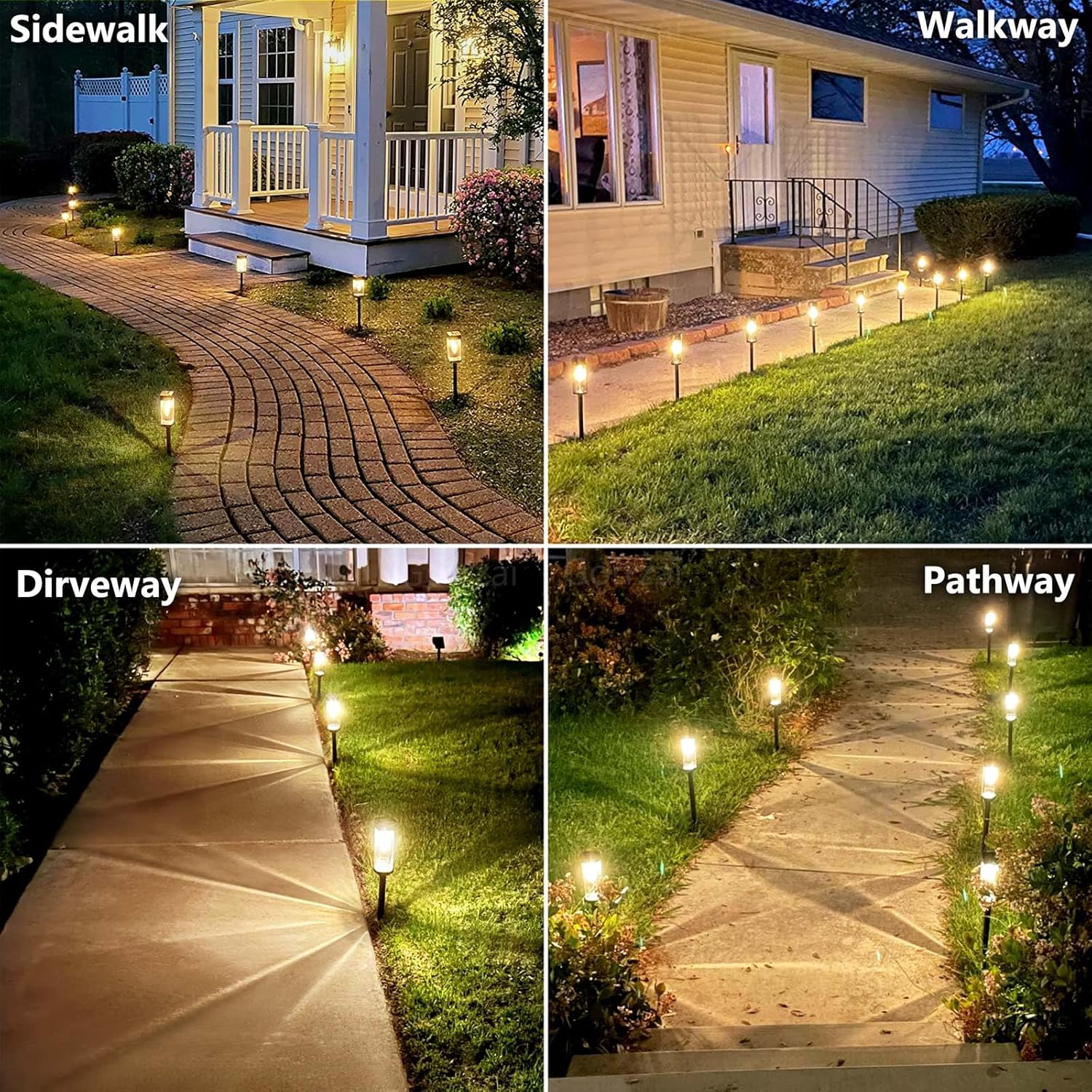 Gorrzai Luces solares para camino, luces solares impermeables para exteriores con bombilla LED de filamento de tungsteno, luces solares para