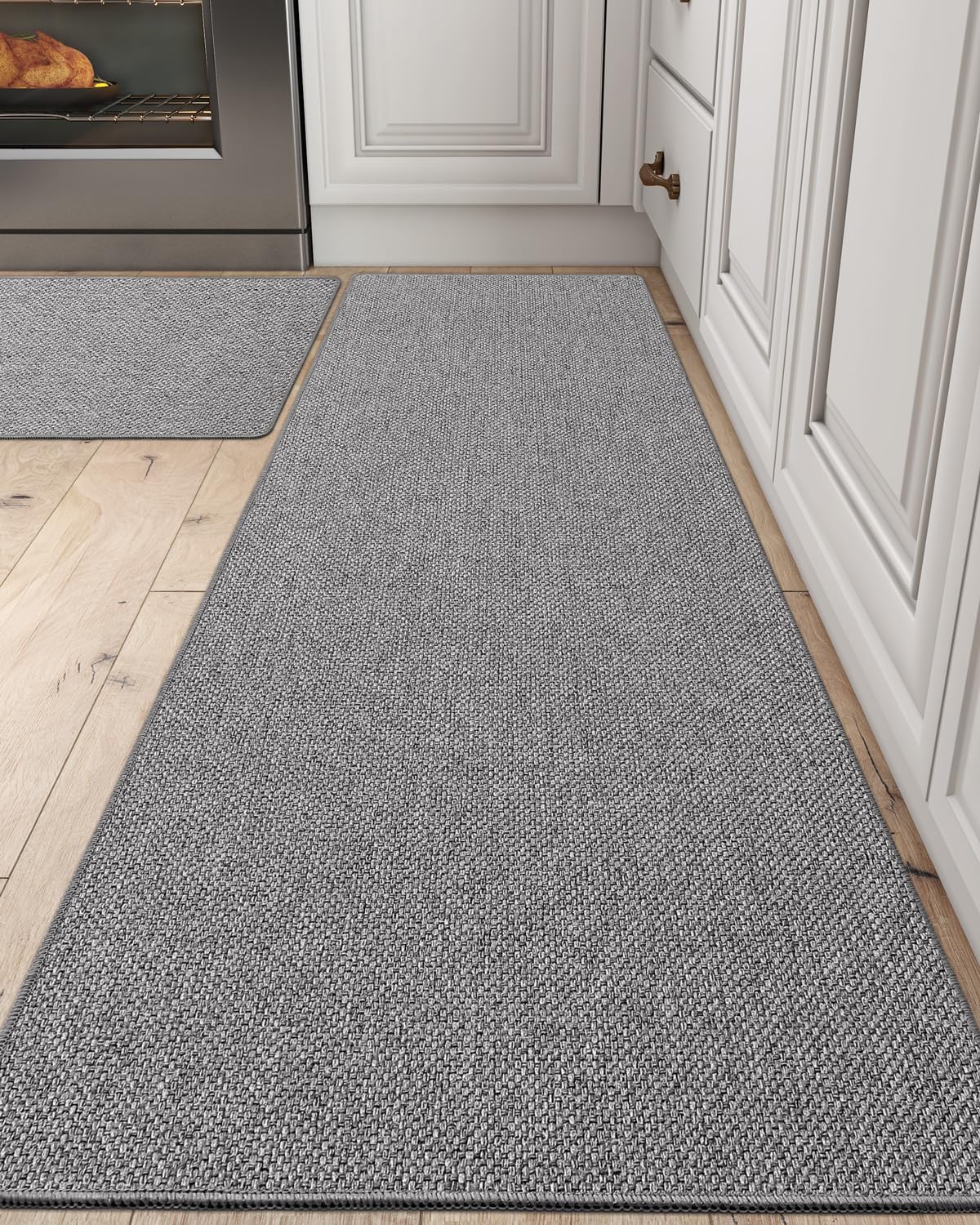 DEXI Juego de 2 alfombras y tapetes de cocina, delgados, antideslizantes, lavables, tapetes de cocina absorbentes para el piso, tapete cómodo para