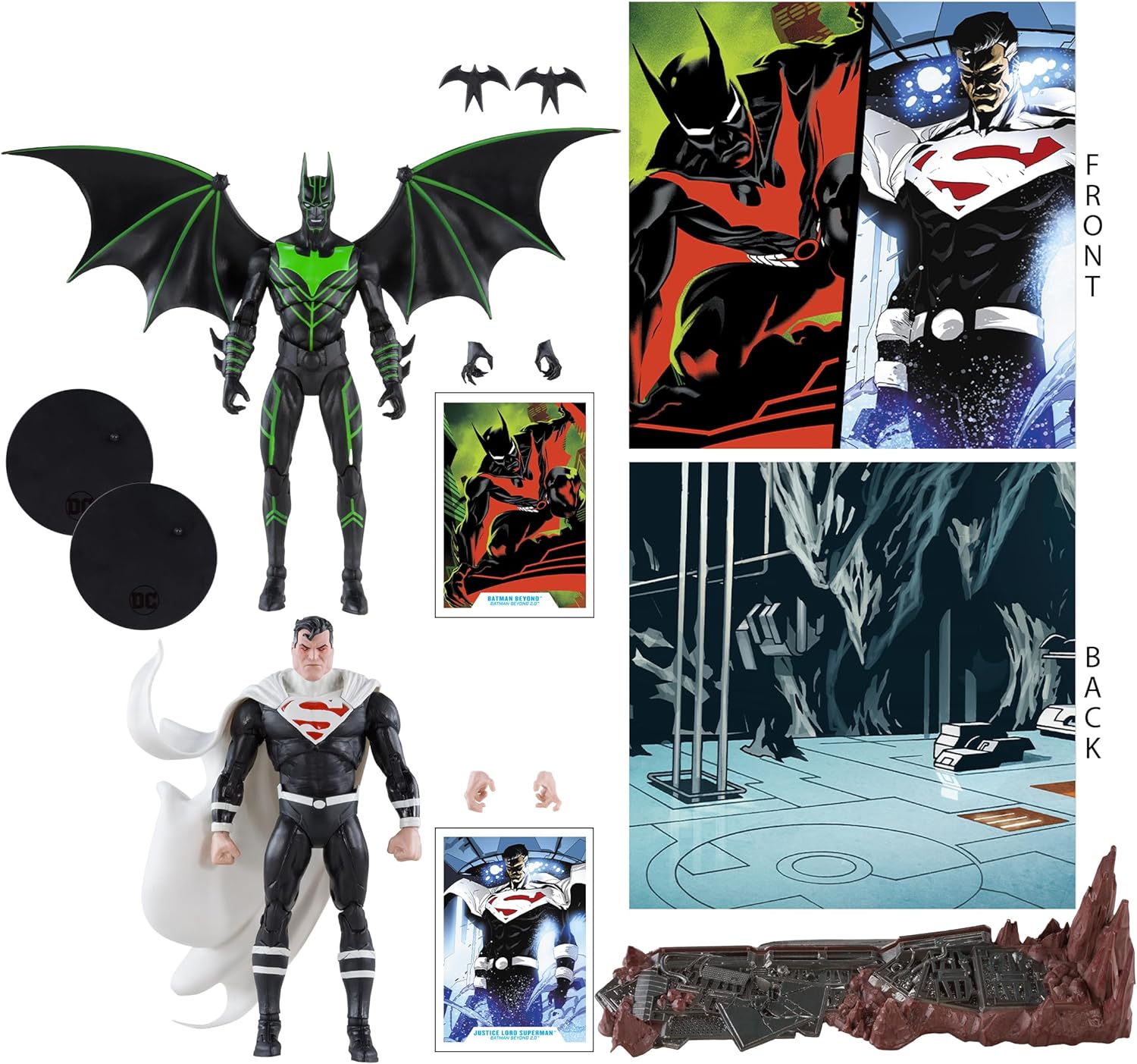 DC Multiverse – Figura de acción Batman Beyond de 2.0-7 pulgadas, Batman Beyond vs. Justice Lord Superman, paquete de 2 unidades
