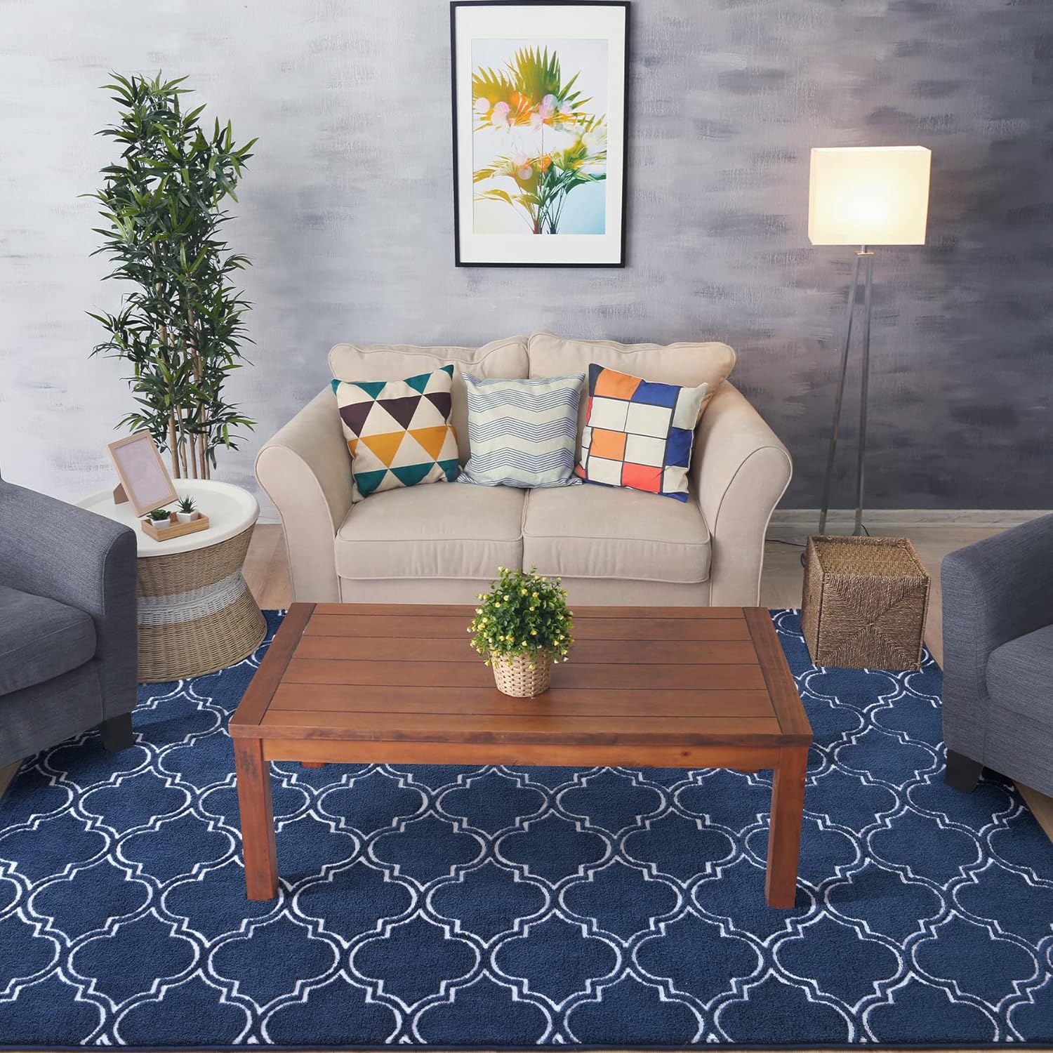Chicrug Shag – Alfombra geométrica moderna para dormitorio, alfombra de interior de espuma viscoelástica, de 5 x 7 pies, alfombra mullida para sala