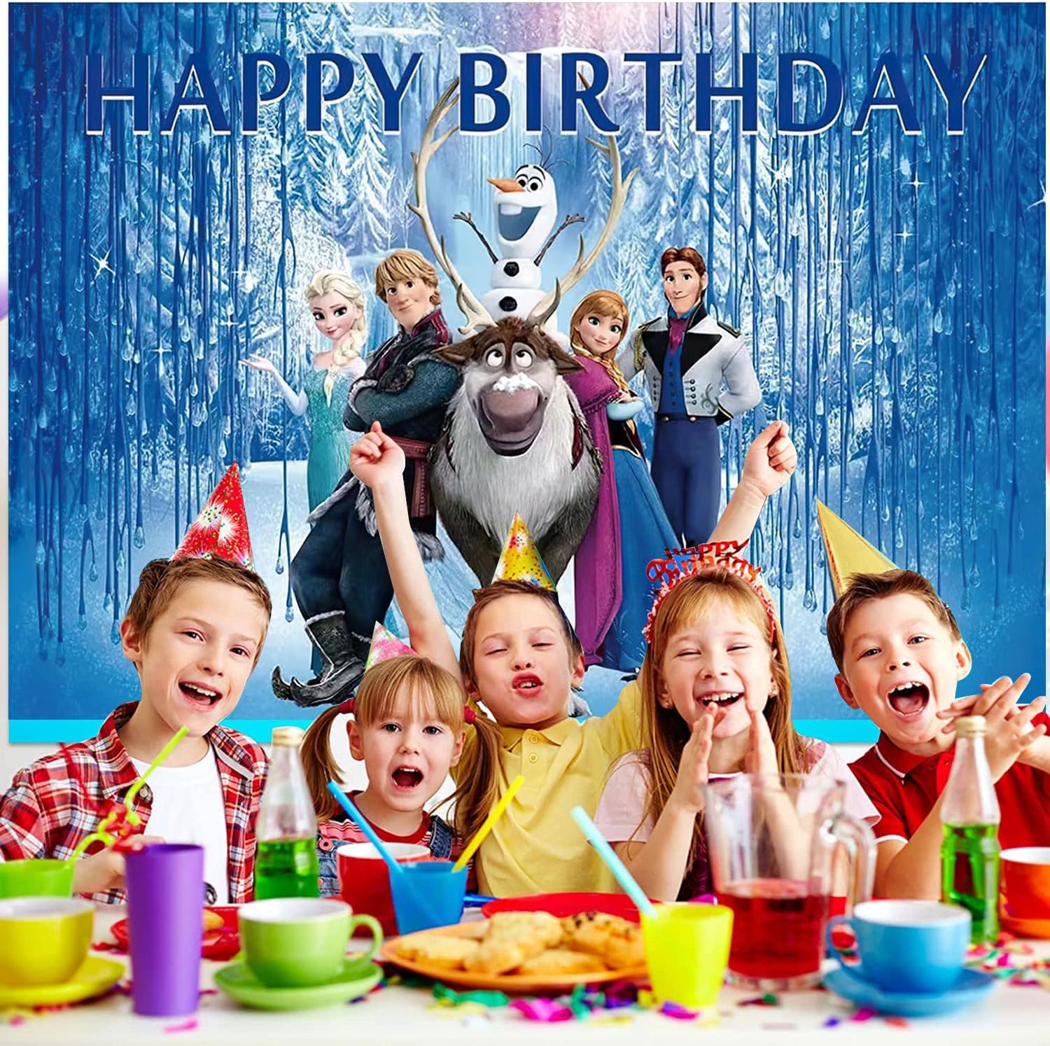 Telones de fondo de Frozen Elsa con temática de princesa congelada, suministros para fiesta de cumpleaños, decoraciones de nieve y hielo, fondo de