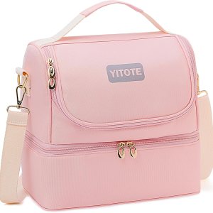 Yitote Lonchera para mujer, lonchera de doble cubierta para mujer, bolsa de almuerzo aislada expandible y a prueba de fugas, ideal para el trabajo, Yitote Lonchera para mujer, lonchera de doble cubierta para mujer, bolsa de almuerzo aislada expandible y a prueba de fugas, ideal para el trabajo,