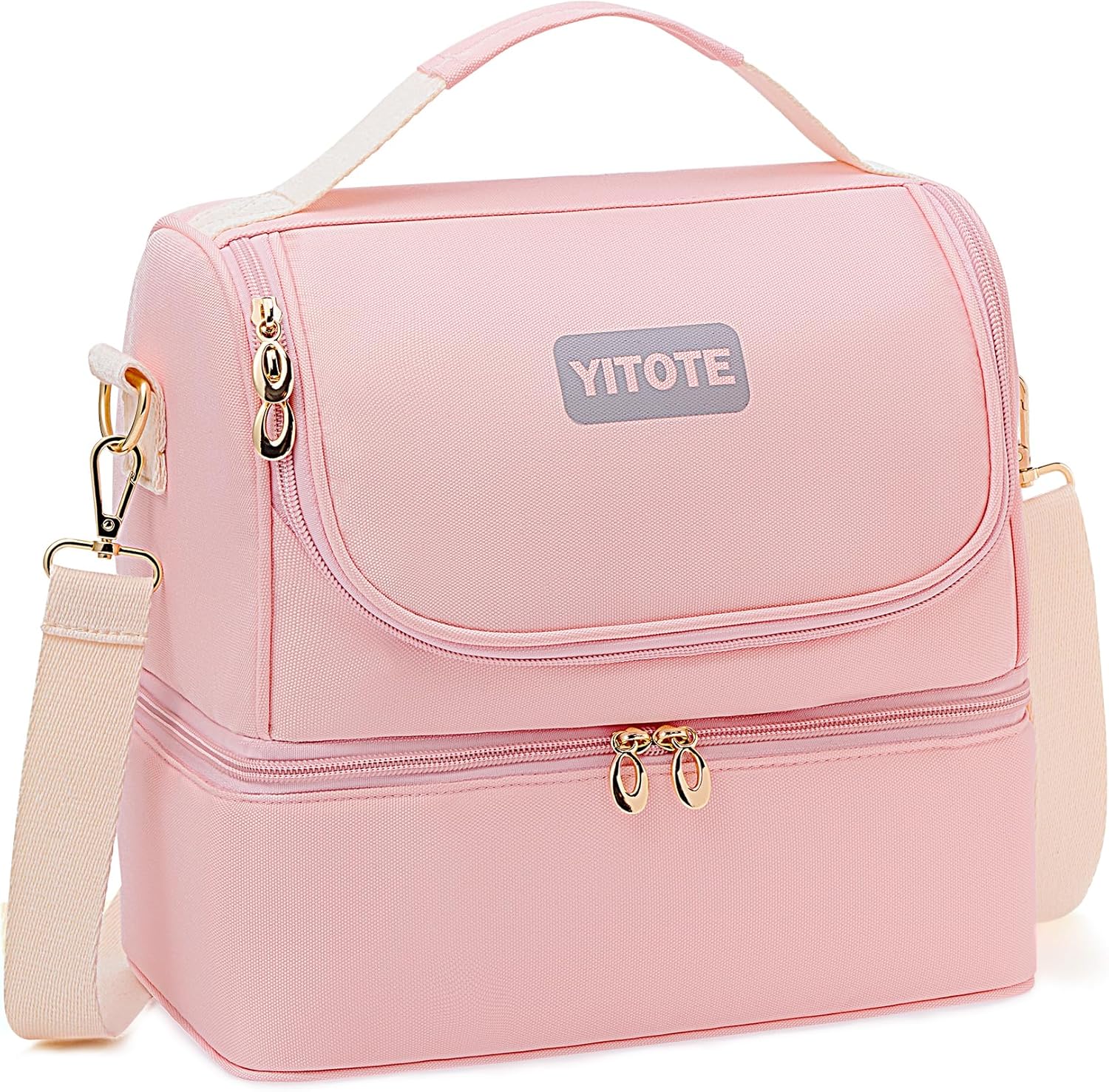 Yitote Lonchera para mujer, lonchera de doble cubierta para mujer, bolsa de almuerzo aislada expandible y a prueba de fugas, ideal para el trabajo,