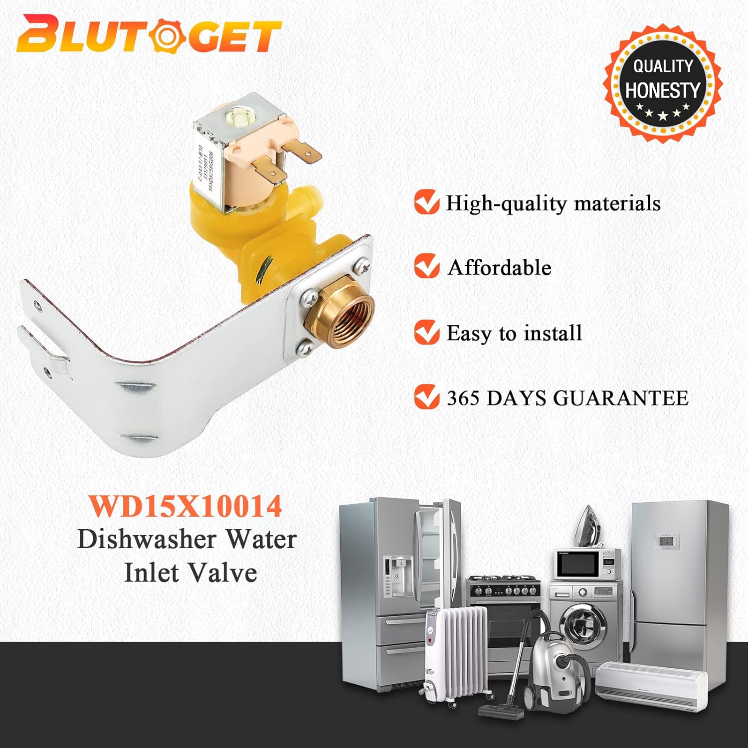 Válvula de entrada de agua para lavavajillas WD15X10014 WD15X10011 de Blutoget – Compatible con lavavajillas GE Hotpoint, reemplaza WD15X10011,