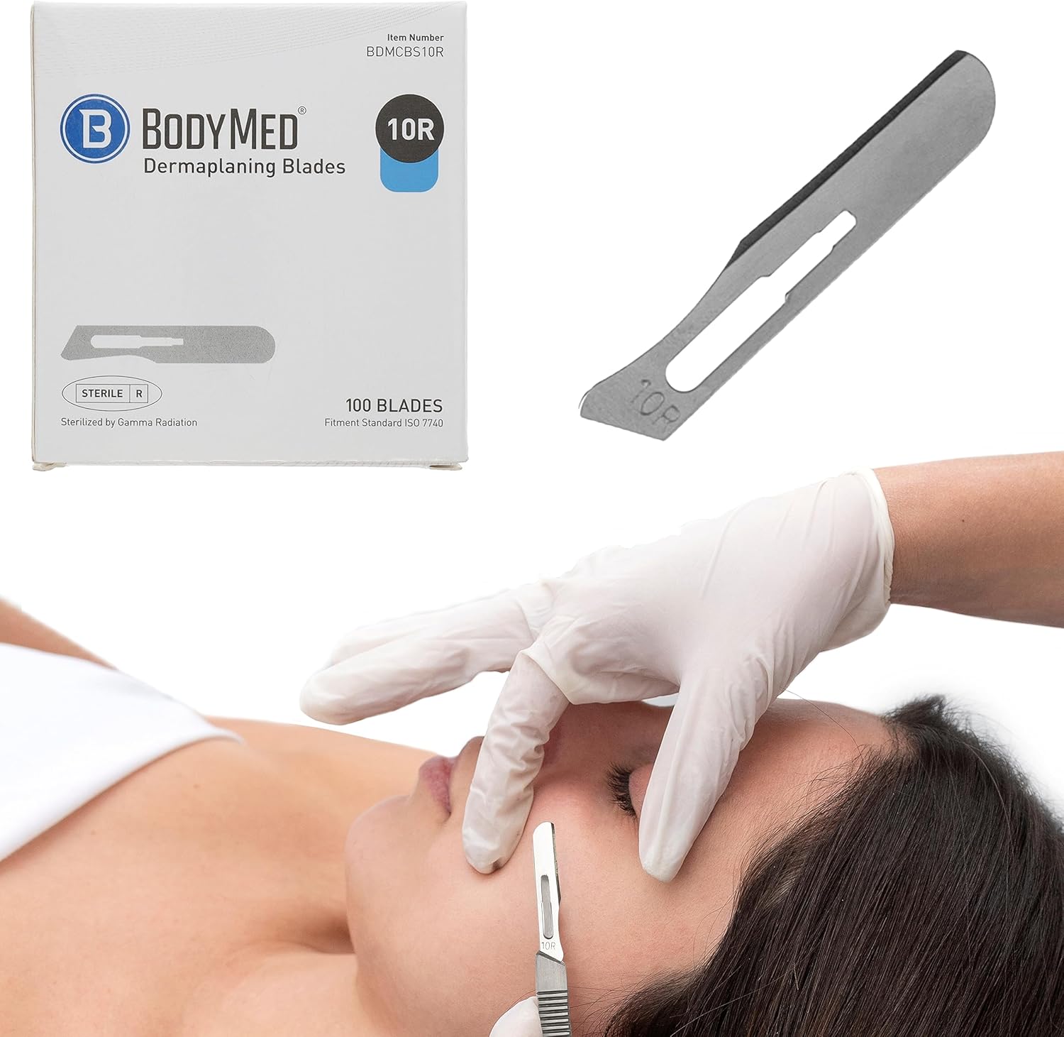 BodyMed Cuchillas de dermaplaning #10R en acero al carbono, 100 piezas – Estériles para procedimientos quirúrgicos, cuidado de la piel, depilación y