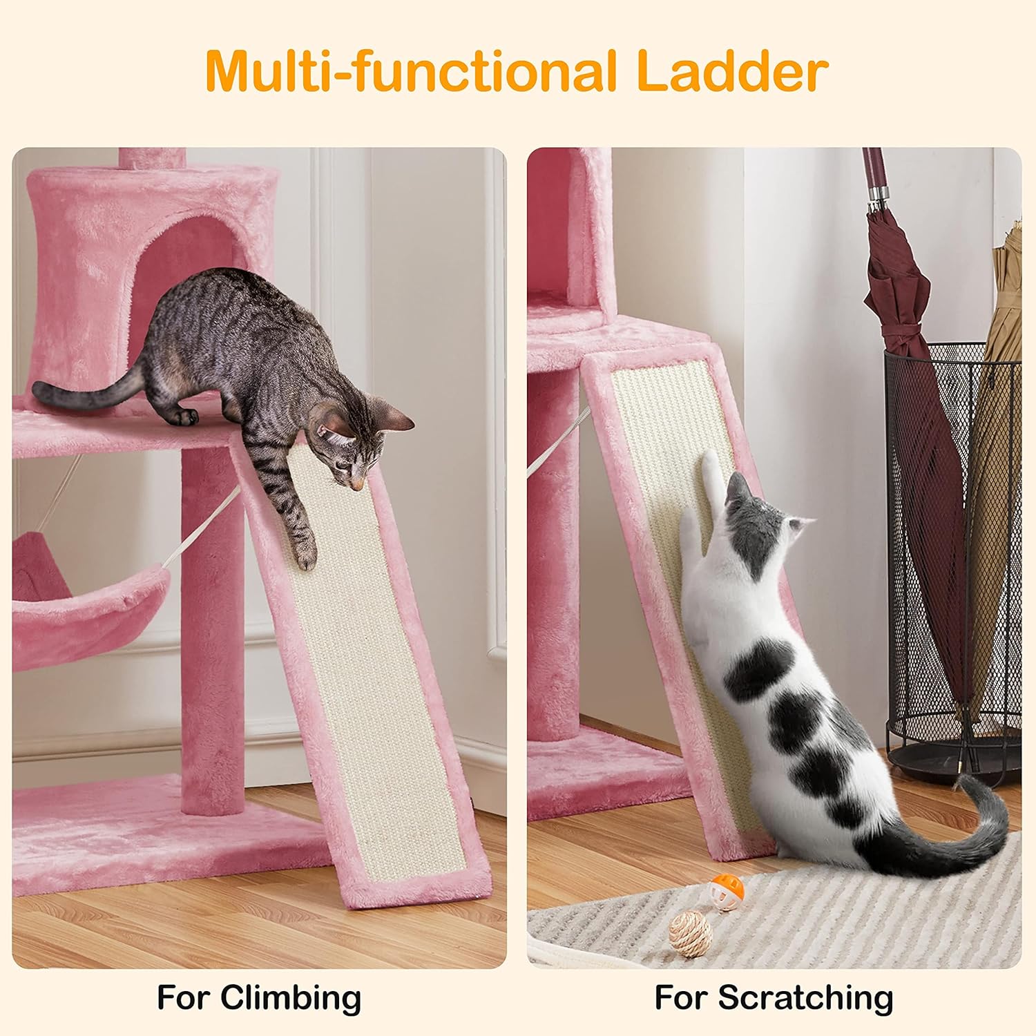 Yaheetech 63.5 H Cat Tree, Multi Level Cat Tree Condo with Basket Hammock Scratching Post, Cat Furniture for Indoor Cats