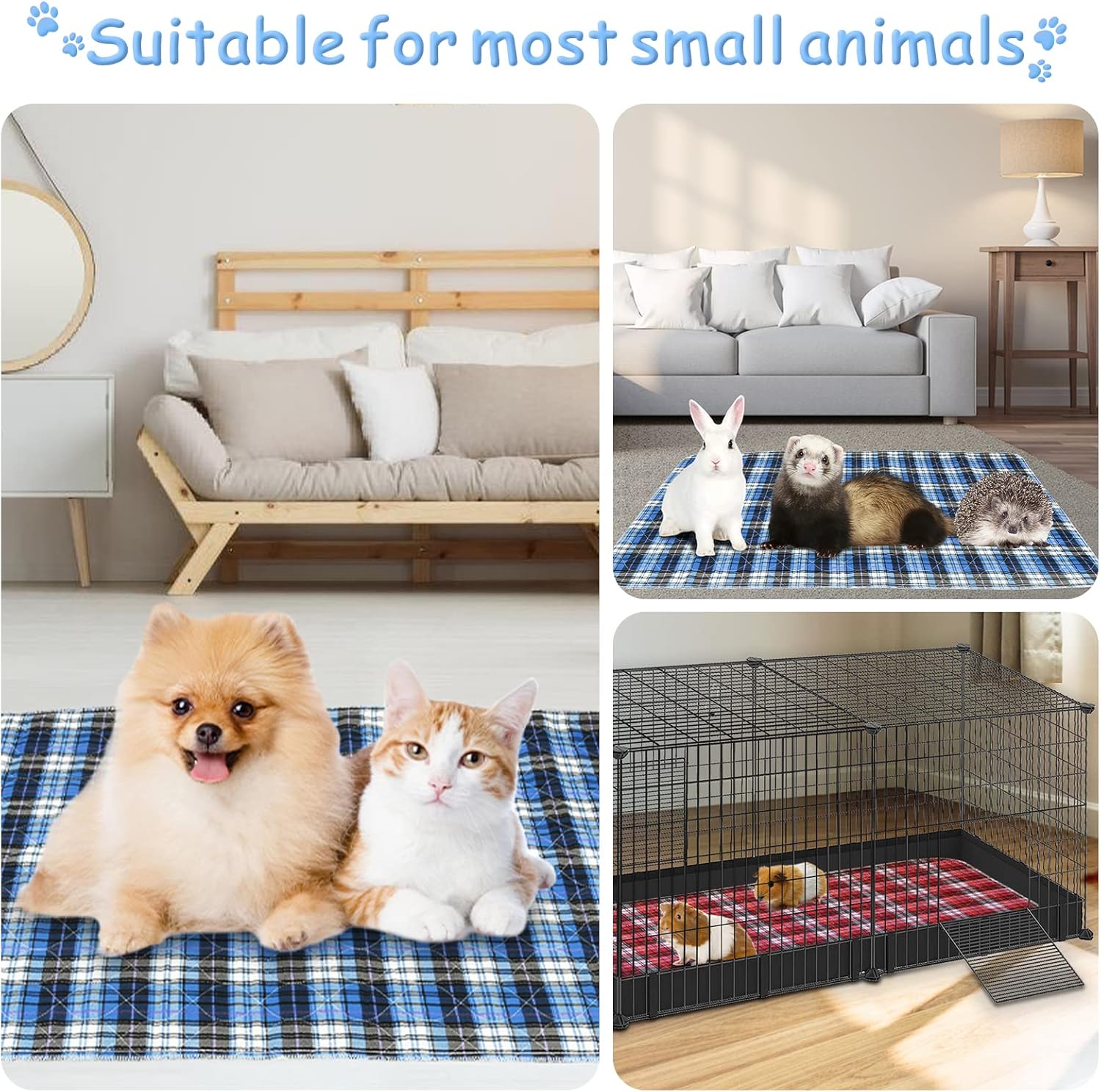 Almohadillas lavables para orina para animales pequeños, impermeables, reutilizables, almohadillas de entrenamiento para cachorros, almohadillas