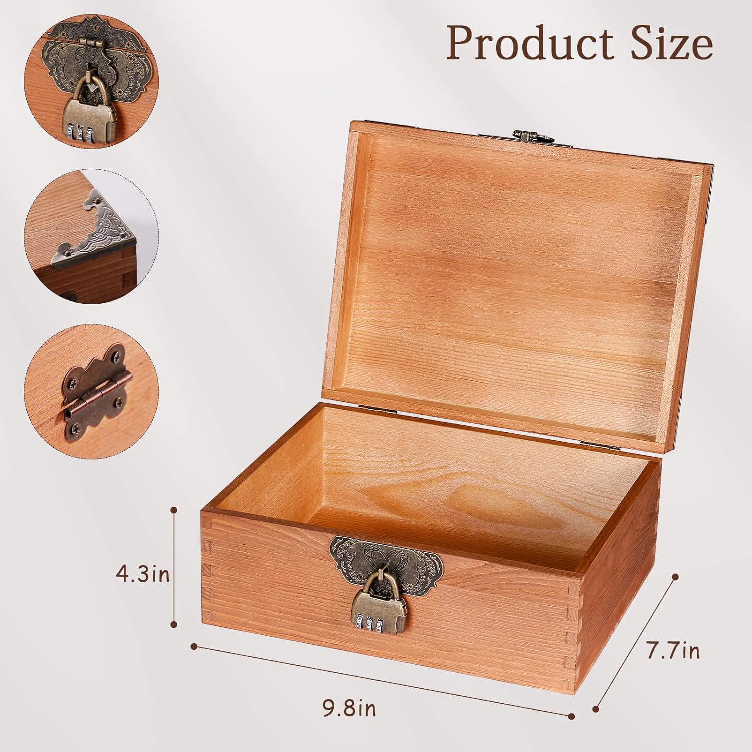Caja de recuerdos de boda personalizada con cerradura, caja de memoria decorativa de madera, caja de almacenamiento de fotos, aniversario,