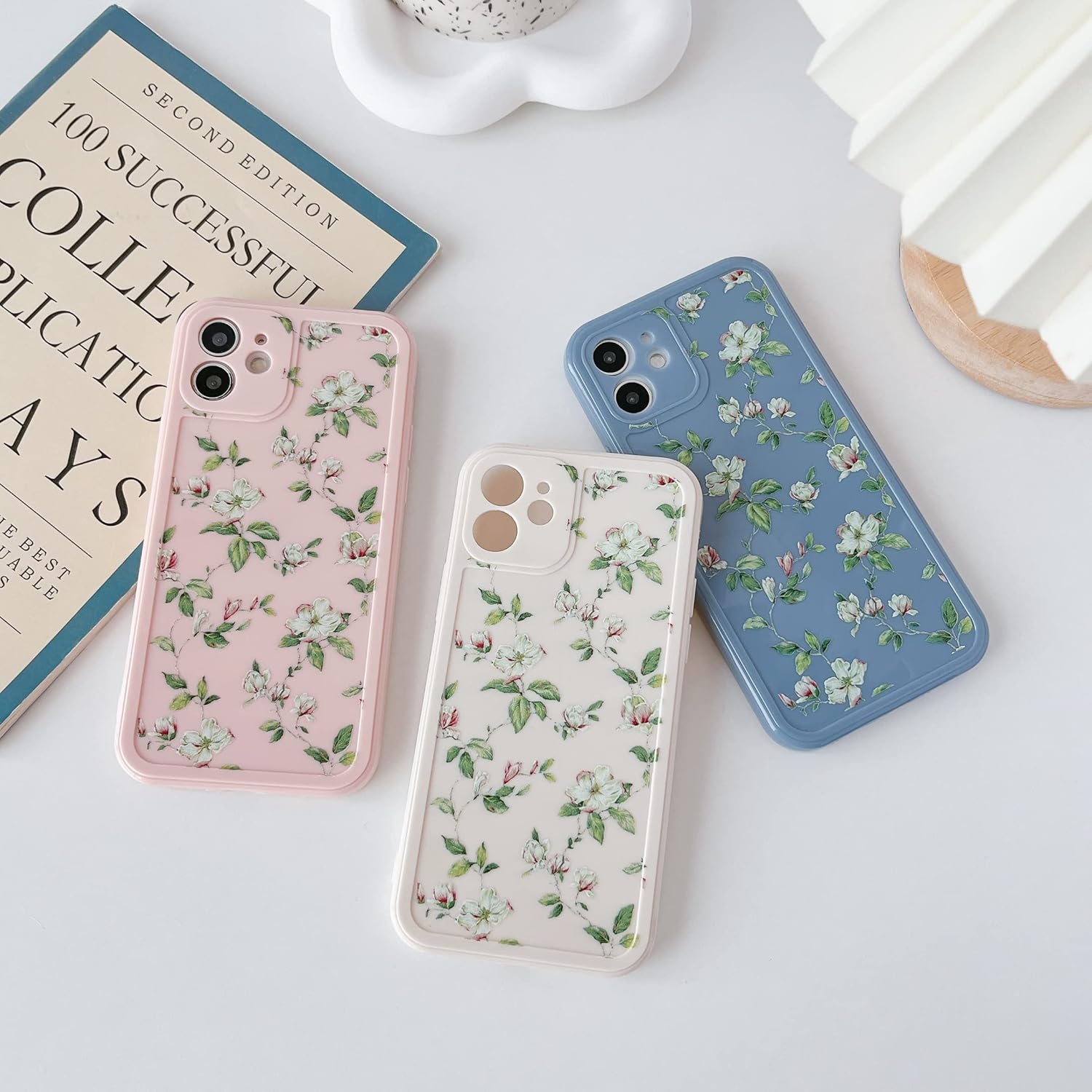 ZTOFERA – Carcasa de silicona para iPhone 11 (6,1 pulgadas), diseño de flores florales, color rosa