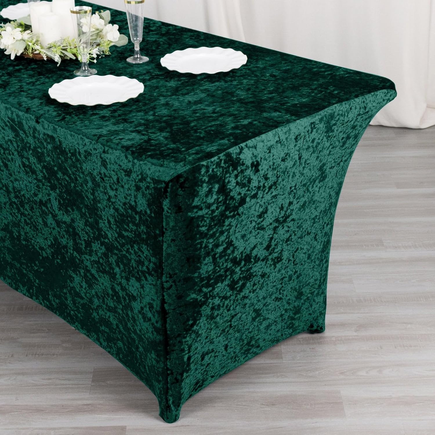 Efavormart – Mantel rectangular de terciopelo aplastado de 6 pies, color verde esmeralda