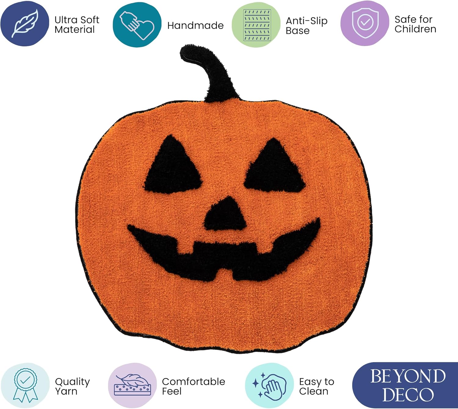 Alfombra decorativa de calabaza de 35 pulgadas, hecha a mano con diseño de calabaza esponjosa naranja, bonita alfombra suave y fresca para sala de