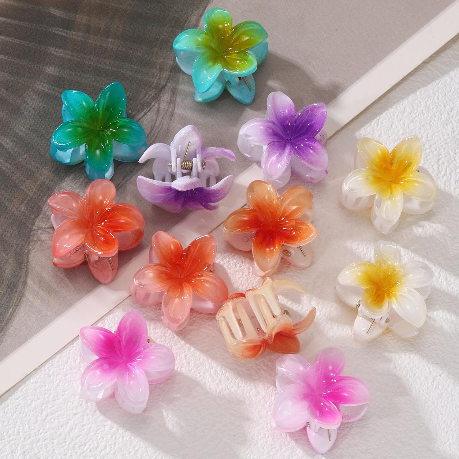 MHDGG Pinzas para el cabello con flores pequeñas, 12 pinzas para el cabello para mujeres, pinzas antideslizantes para el cabello, accesorios de