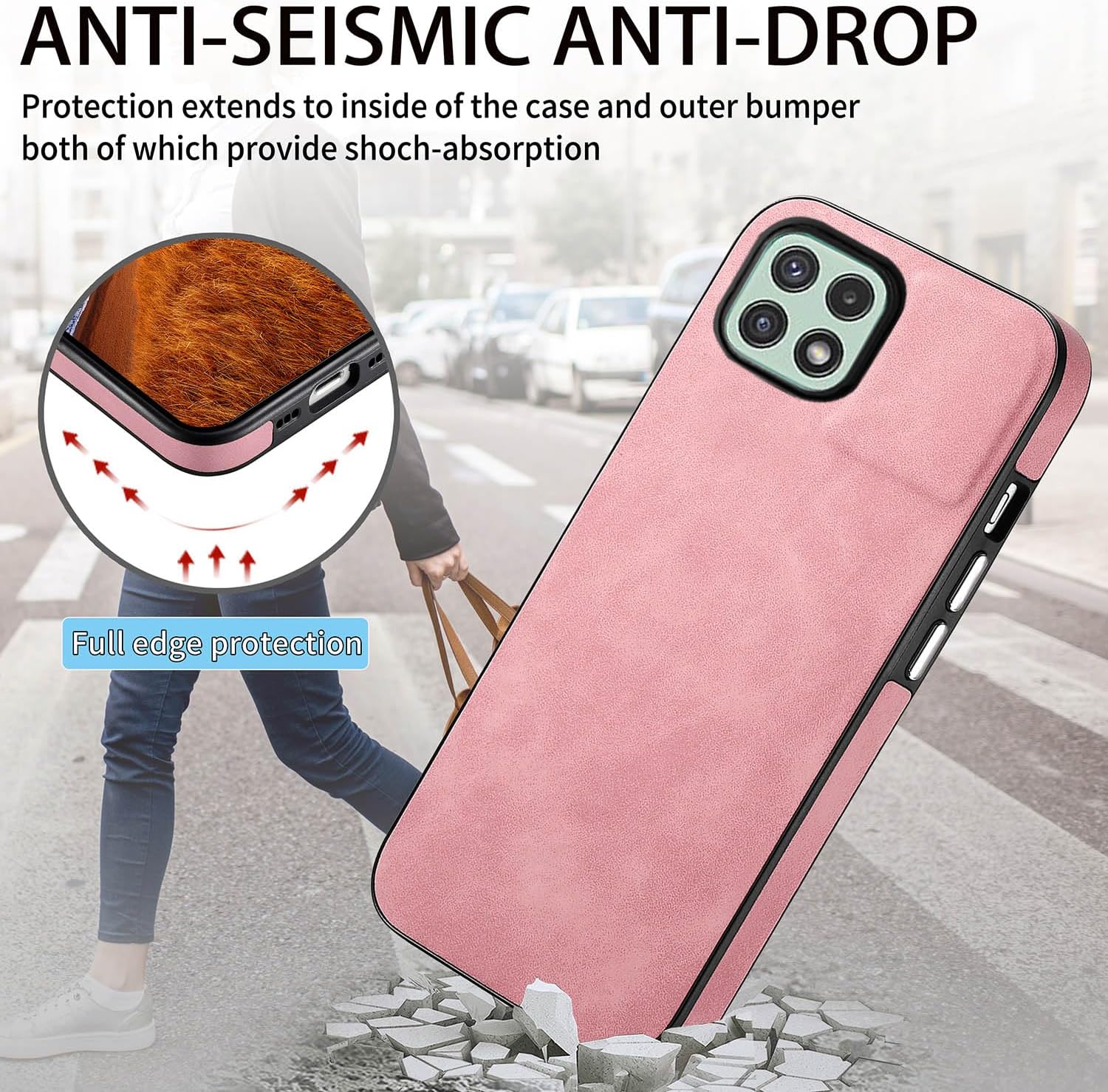 Asuwish Funda de teléfono para Samsung Galaxy A22 5GBoost Mobile Celero 5G con protector de pantalla de vidrio templado y funda delgada de cuero