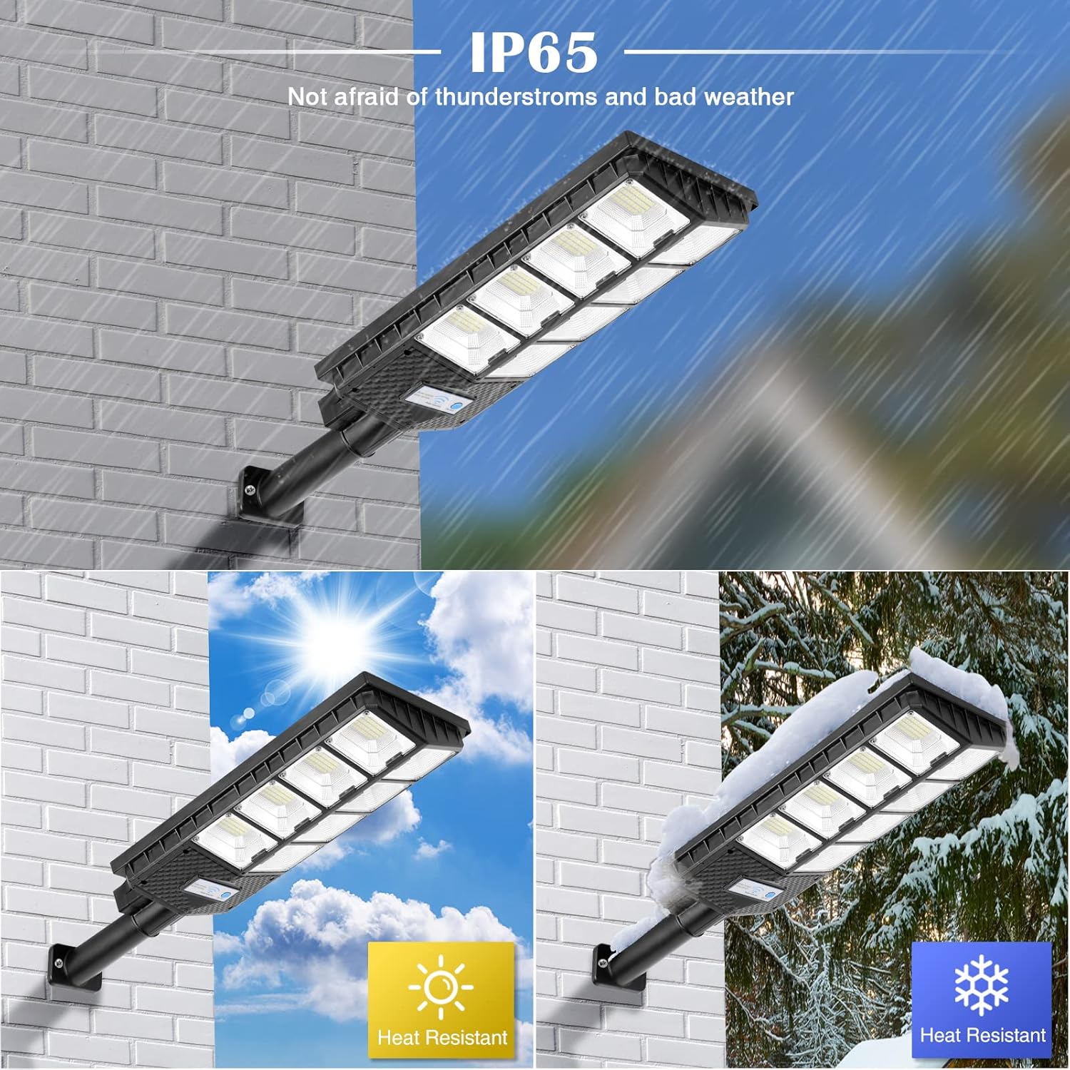 ZJOJO Farolas solares impermeables para exteriores, 6500 K, 10000 lúmenes, 448 LED, luces solares de estacionamiento del atardecer al amanecer, luz