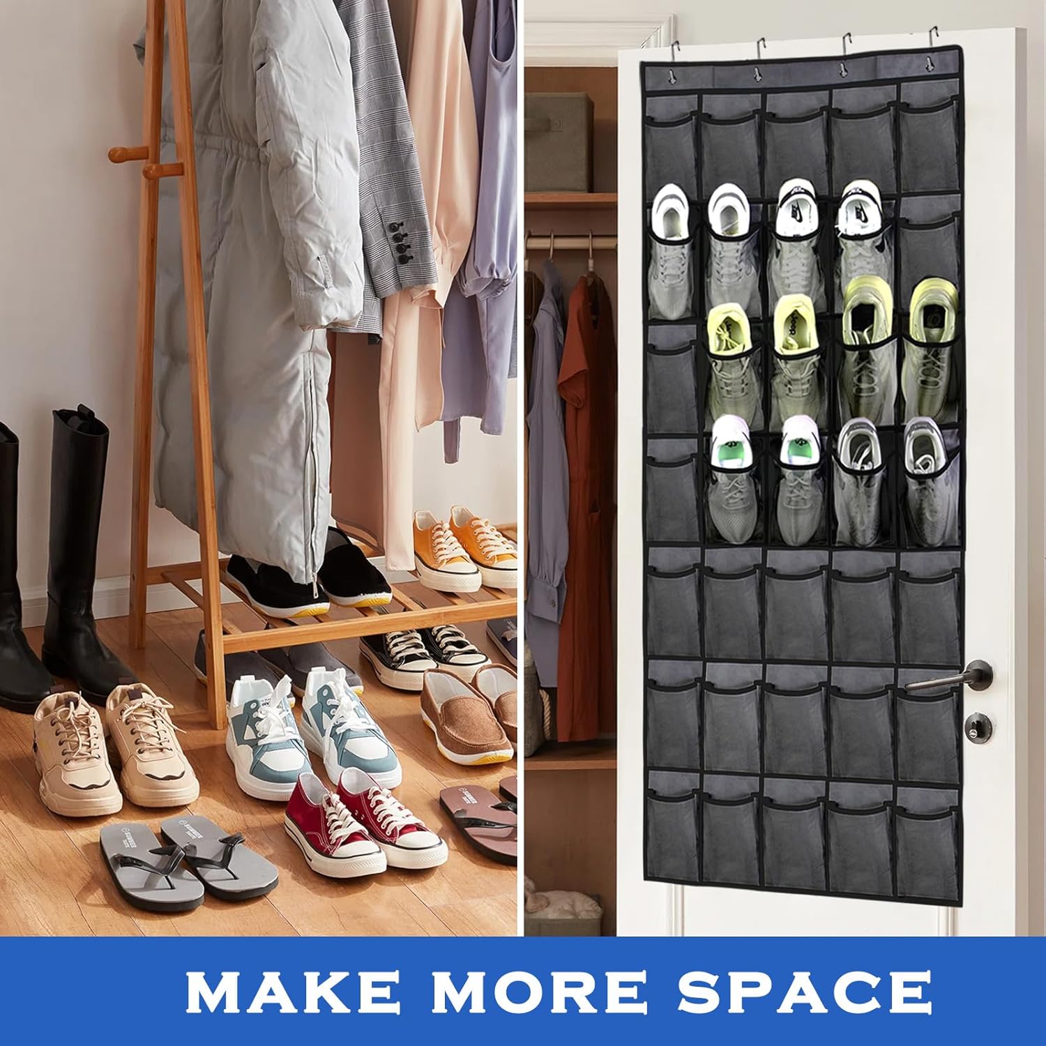Organizador de zapatos de 35 bolsillos para colgar en la puerta, organizador de zapatos de gran capacidad para hombres y mujeres, niños, armario,